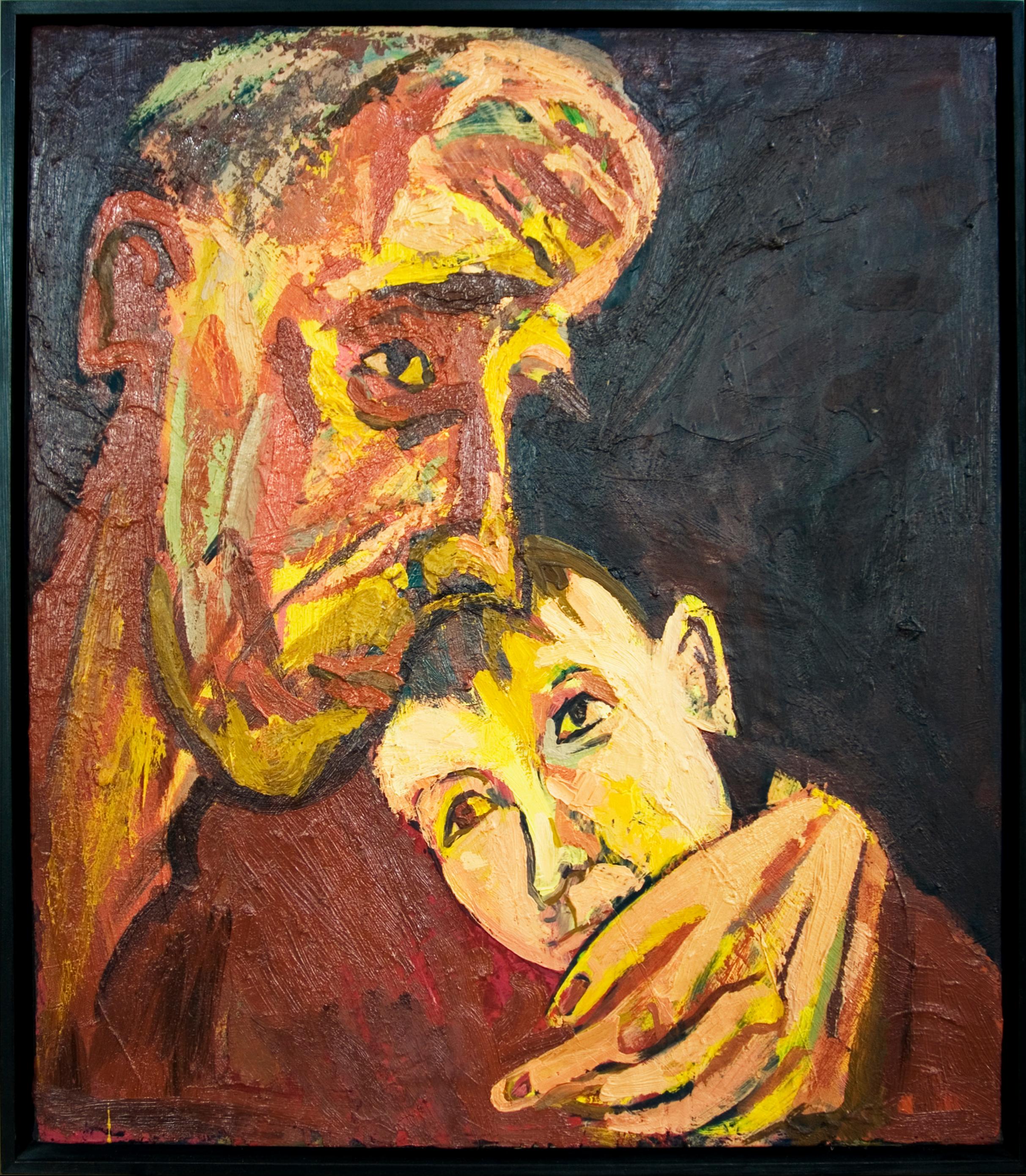 Grandfather and Grandson - Painting by Maxim Kantor