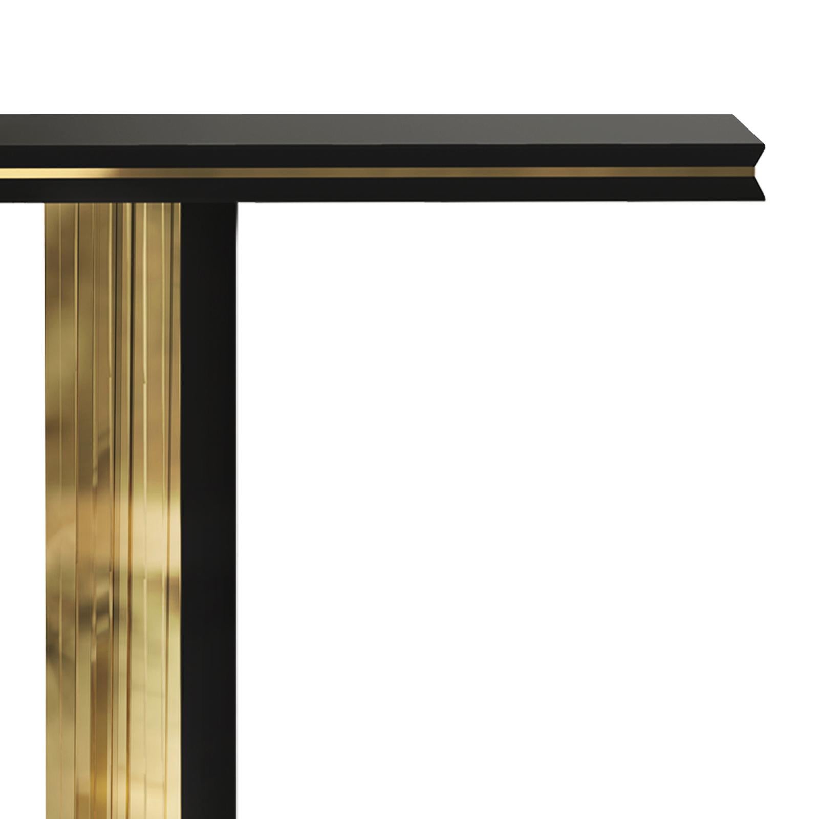 Polished Maxima Console Table with Gold Plated Brass For Sale