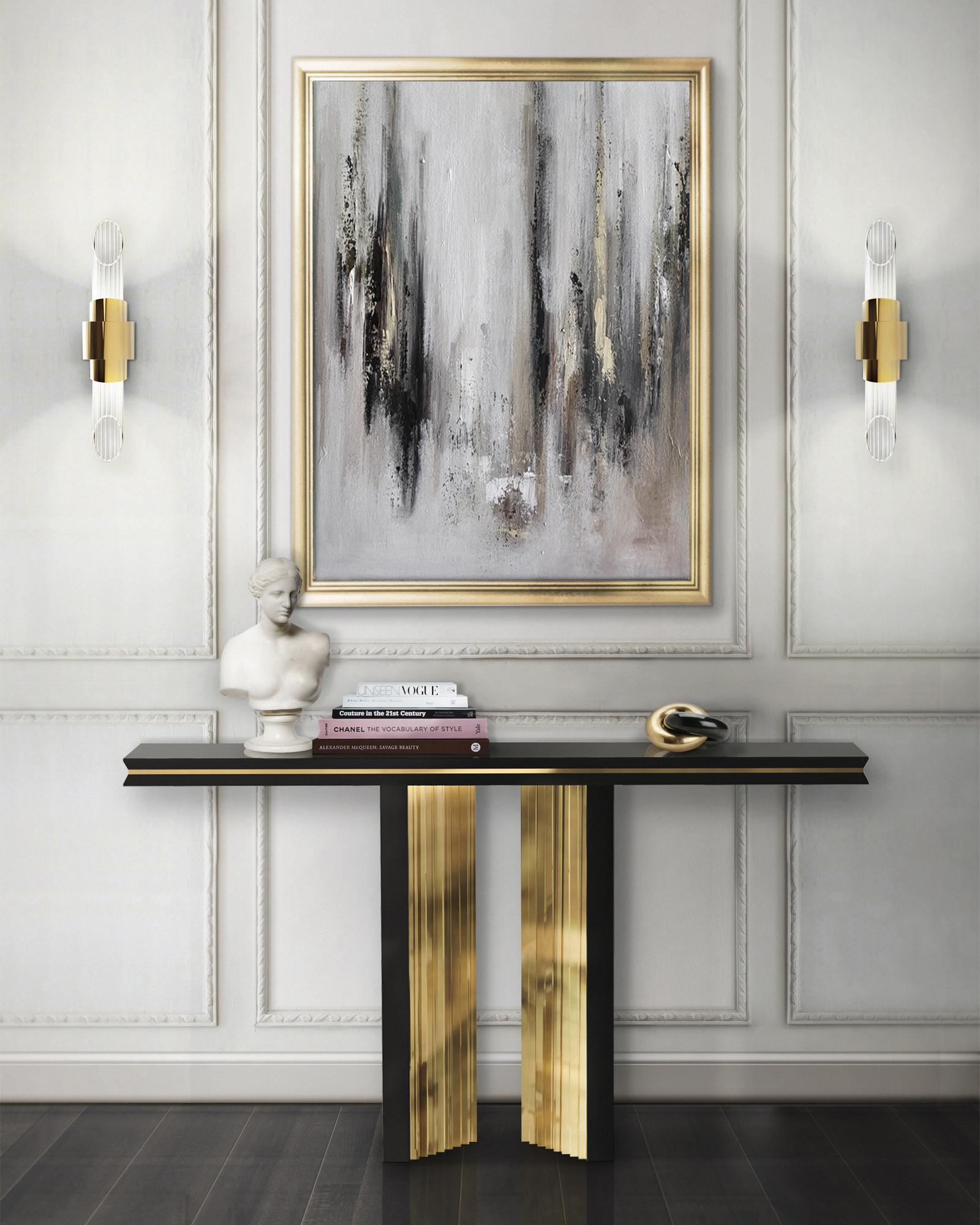 Maxima Console Table with Gold Plated Brass In New Condition For Sale In Paris, FR