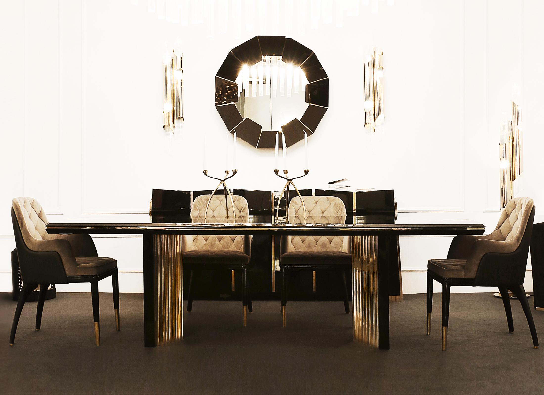 Maxima Dining Table with Gold Plated Brass For Sale 1