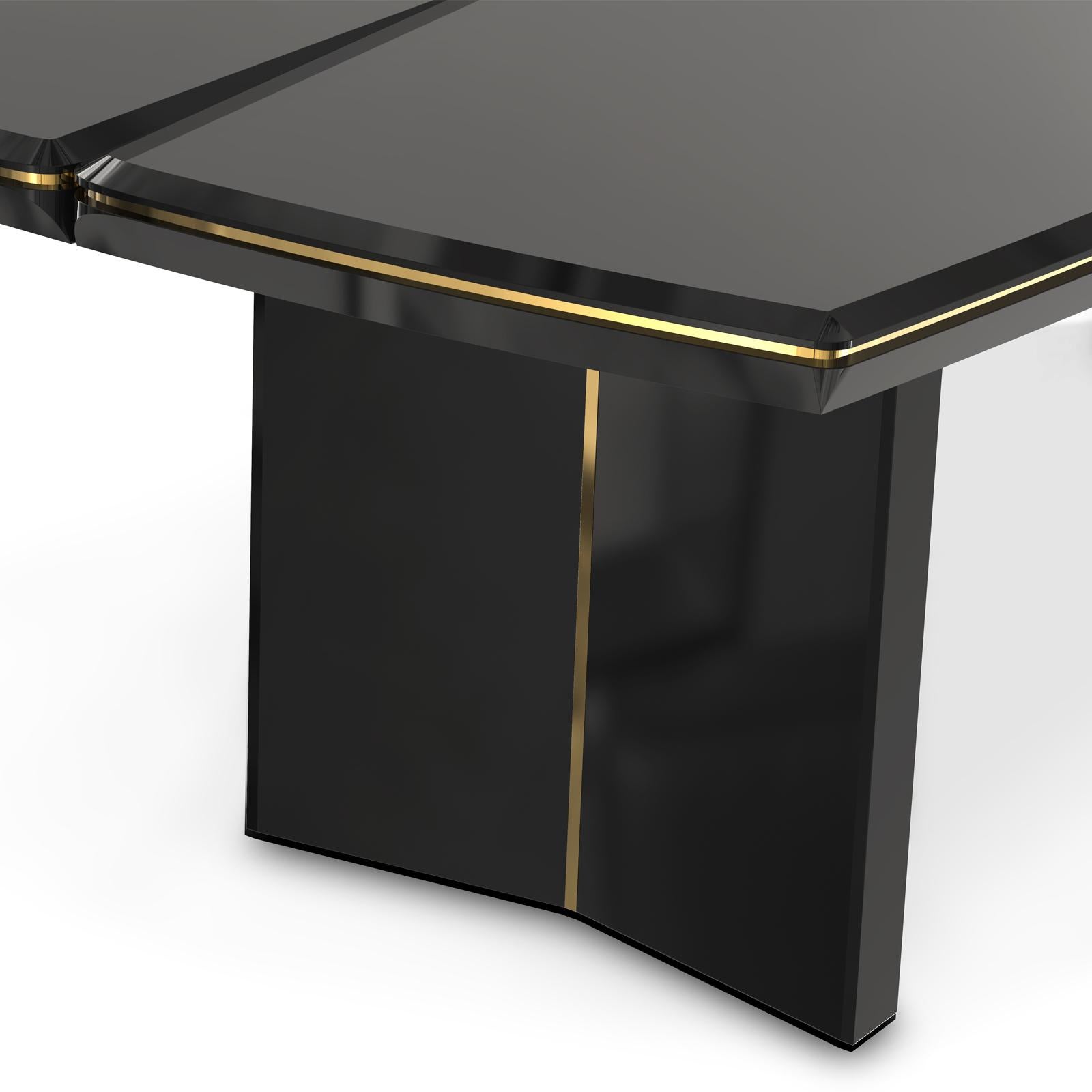 Contemporary Maxima Dining Table with Gold Plated Brass For Sale