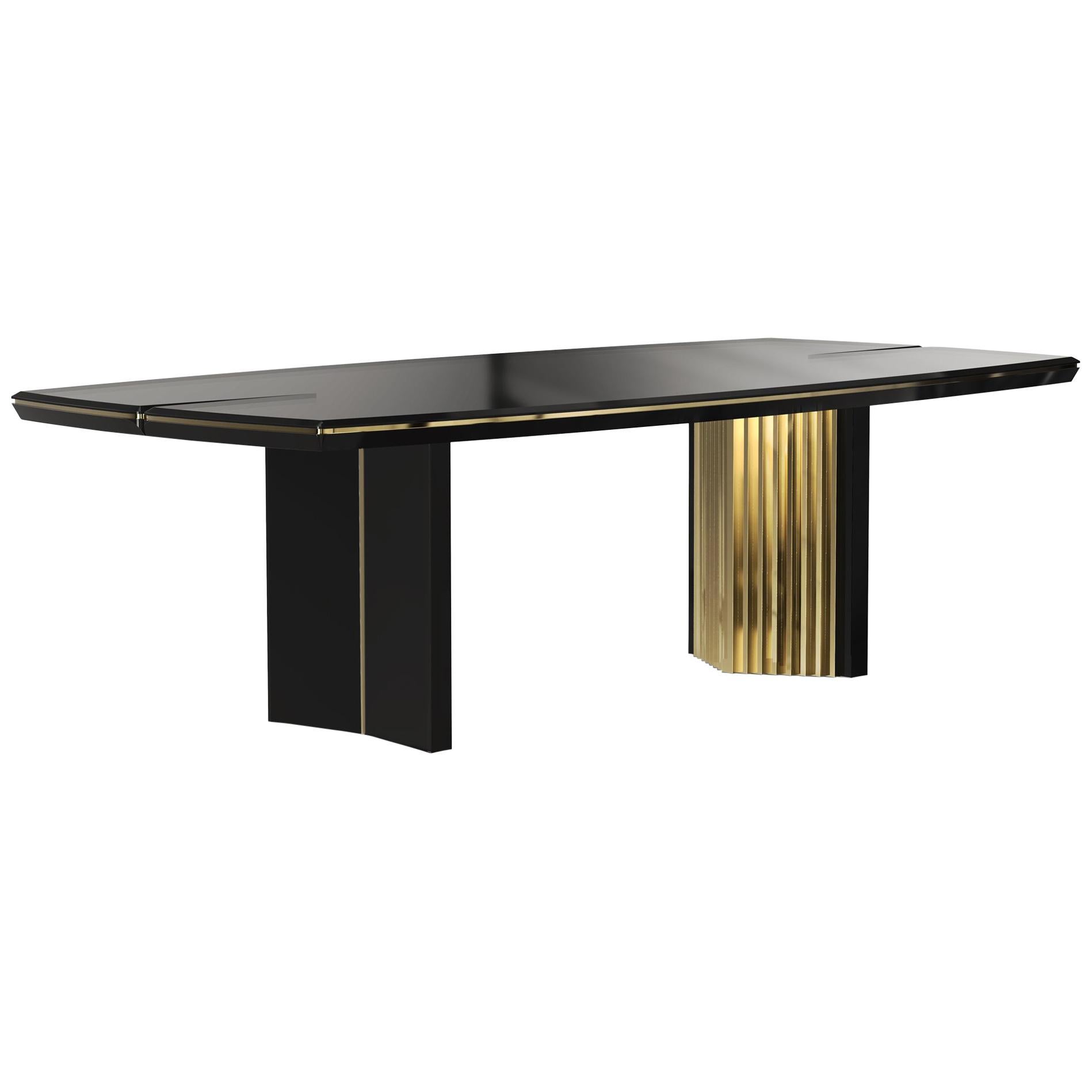 Maxima Dining Table with Gold Plated Brass For Sale
