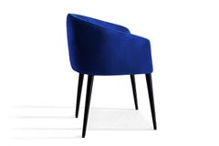 Contemporary Blue Velvet Black Legs Dining Chair Utopía