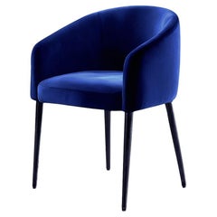 Maximalist Blue Velvet Black Legs Dining Chair Utopía