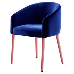 Maximalist Blue Velvet Pink Legs Dining Chair Utopía