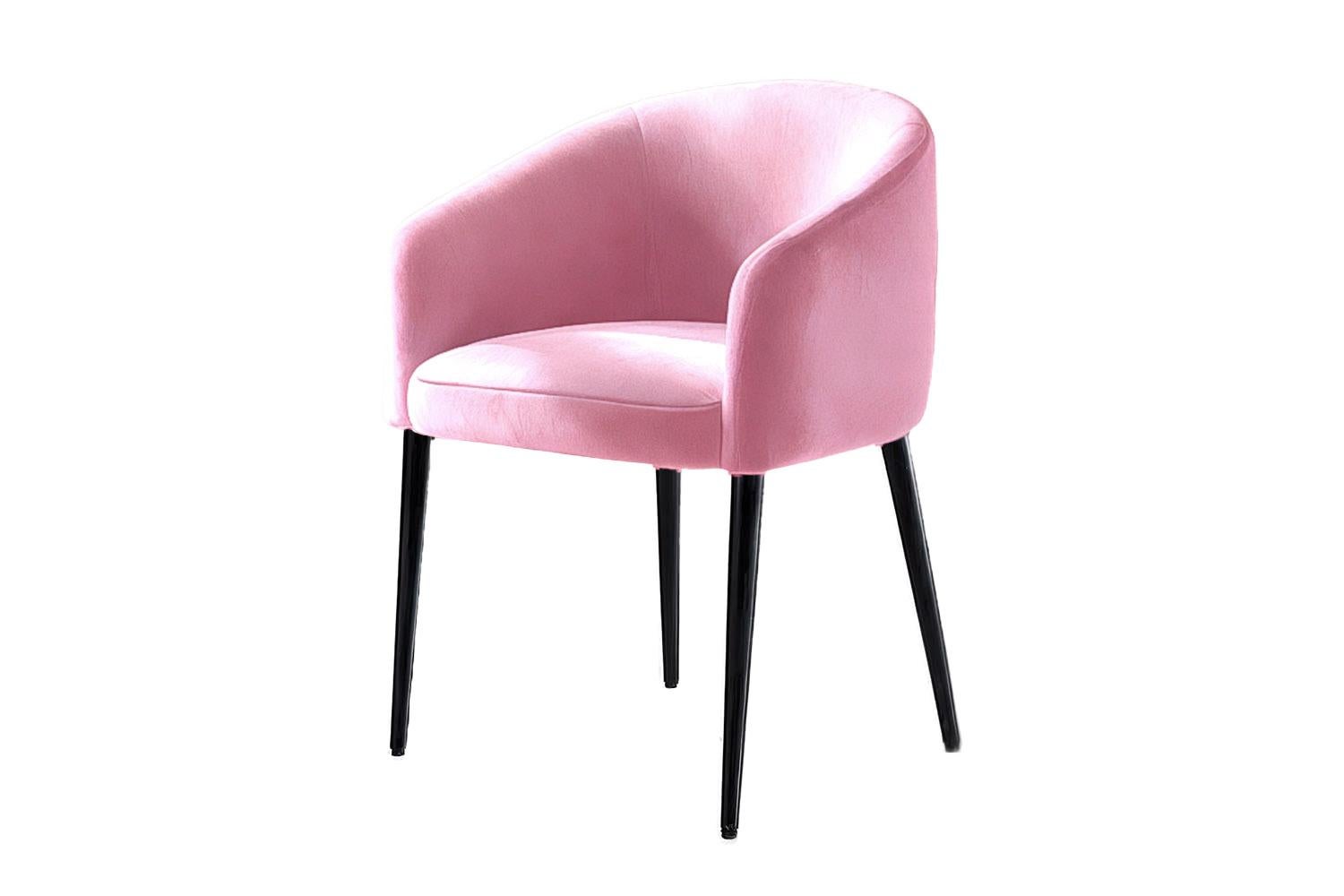 Contemporary Brown Velvet Black Legs Dining Chair Utopía In New Condition For Sale In Almería, ES