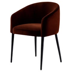 Maximalist Brown Velvet Black Legs Dining Chair Utopía