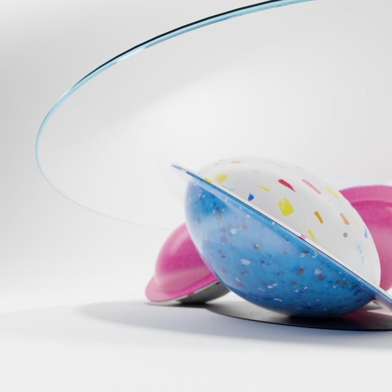 Maximalist 'Flying Saucer' Coffee Table in Recycled Plastics For Sale