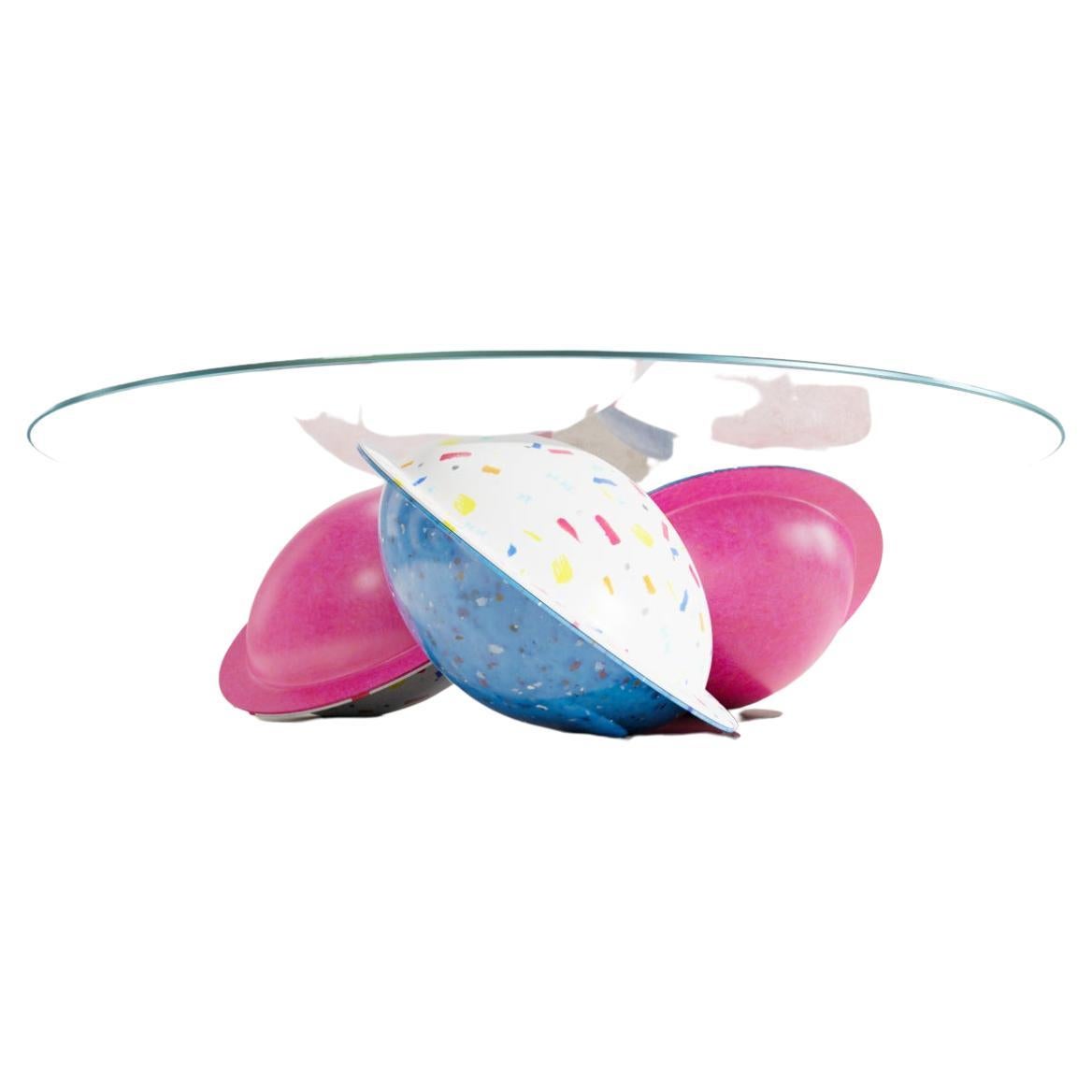 Maximalist 'Flying Saucer' Coffee Table in Recycled Plastics For Sale
