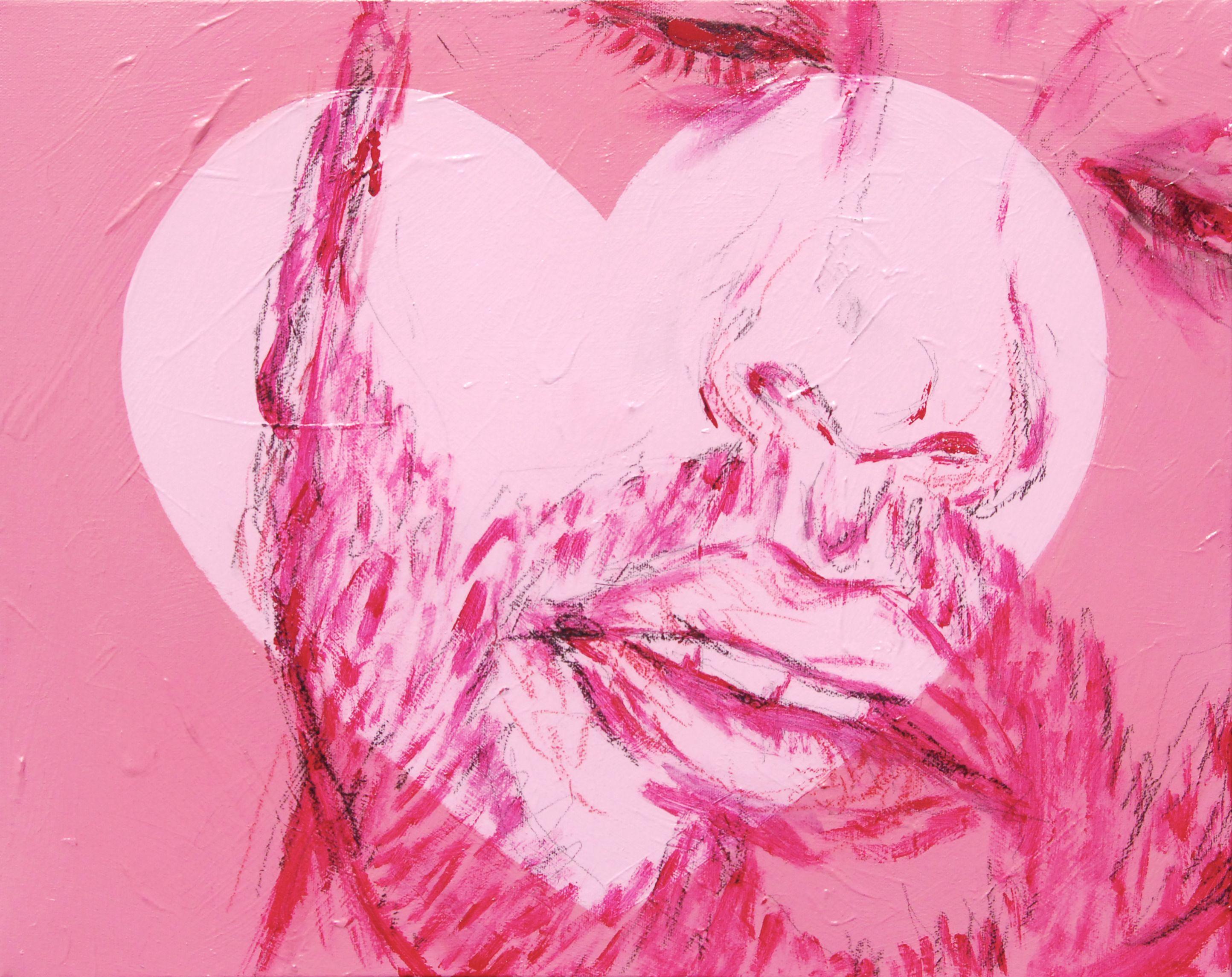A Pink Haze, tecnica mista su tela - Mixed Media Art di Maxime Cousineau-PÃ©russe