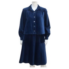 Maxime de la Falaise for Blousecraft Blue Corduroy Skirt Suit, 1950's