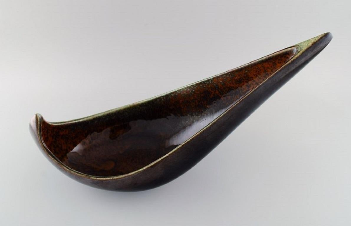 Mid-Century Modern Maxime Fillon, France, Giant Freeform Bowl in Glazed Stoneware For Sale