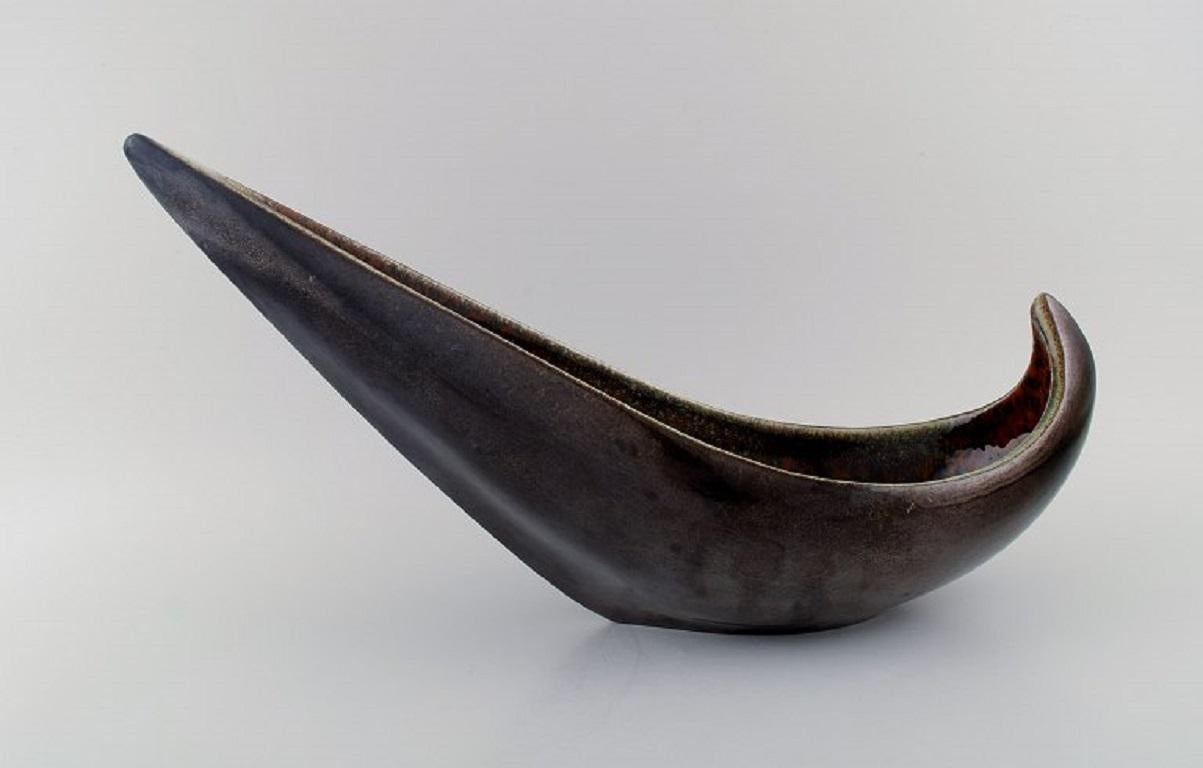 Maxime Fillon, France, Giant Freeform Bowl in Glazed Stoneware For Sale 1