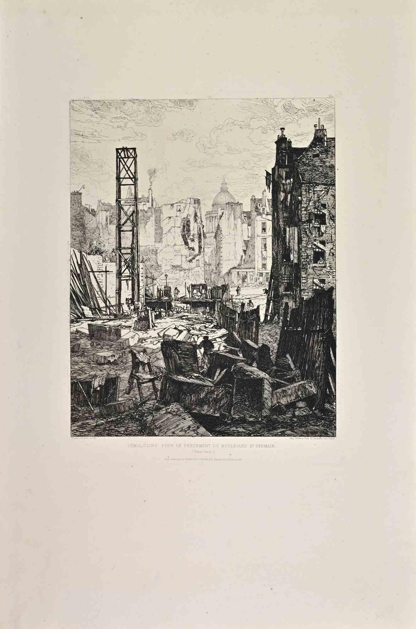 Demolition Pour le Percement du Boulevard St.German è un'acquaforte in bianco e nero realizzata da Maxime Lalanne nel 1862. 

Titolato in basso

Dimensioni immagine: 32x23

Ottima impressione.

Realizzato per la "Société des Aquafortistes". Nata su