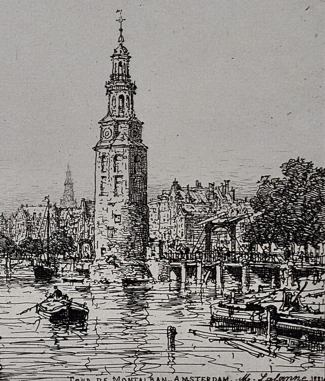 Tour De Montalban, Amsterdam: A 19th C. Etching by Maxime Lalanne For Sale 1