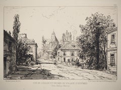Traditional Village, Church of Essomes - Original etching
