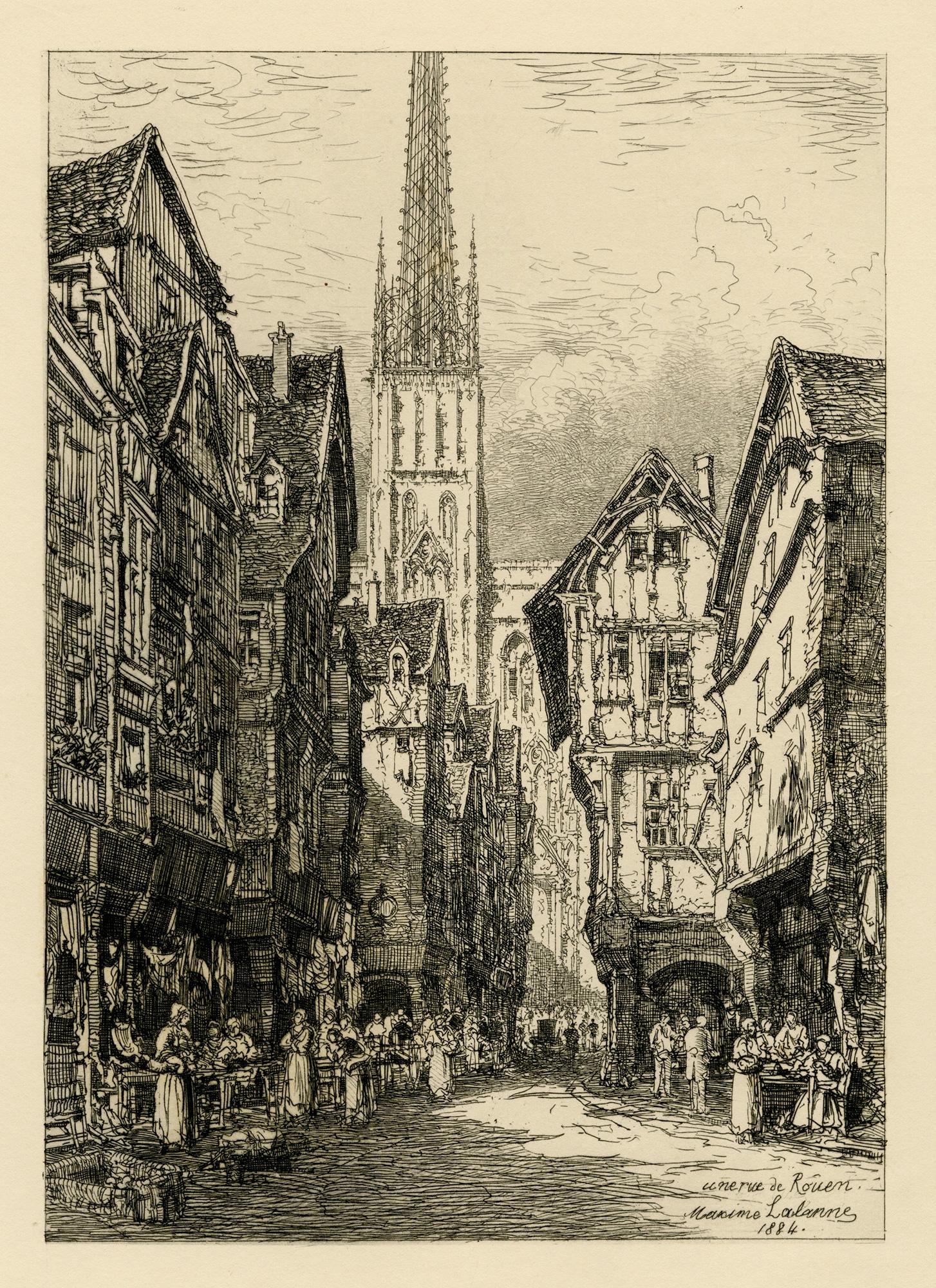 Maxime Lalanne Figurative Print - Une rue de Rouen