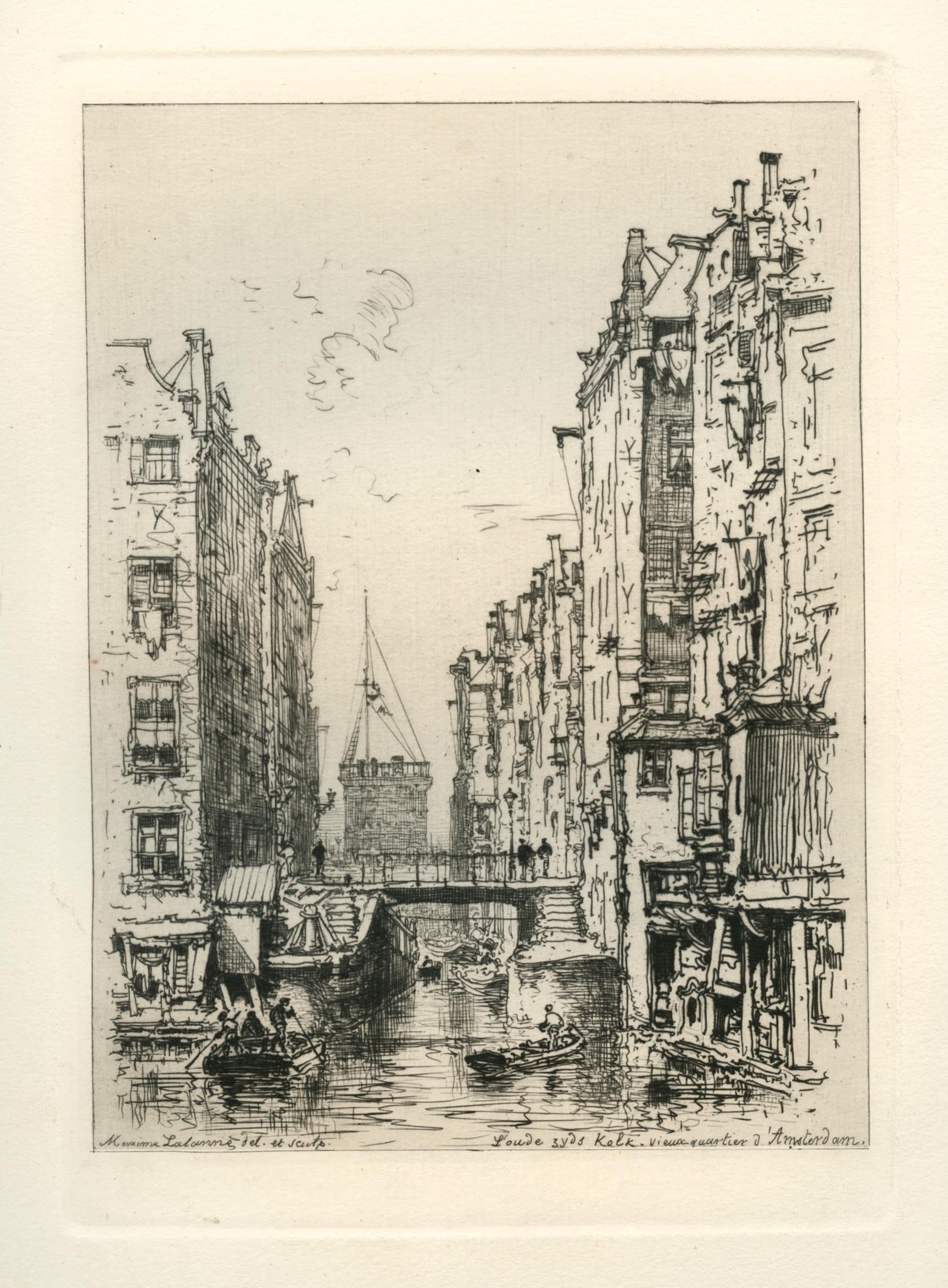 "View in Amsterdam" original etching - Print by Maxime Lalanne
