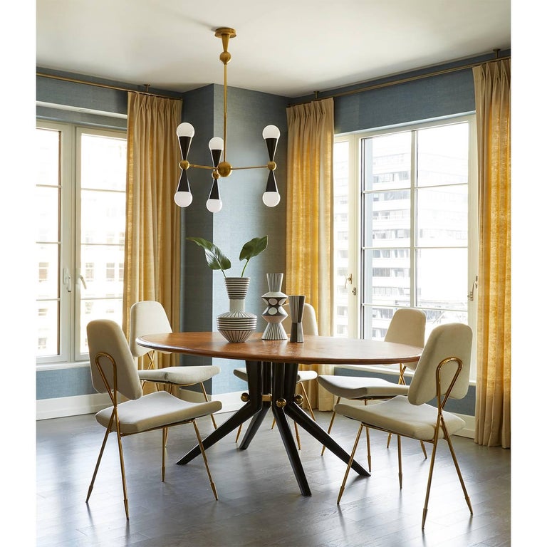 Polished Maxime Linen and Brass Dining Chair For Sale