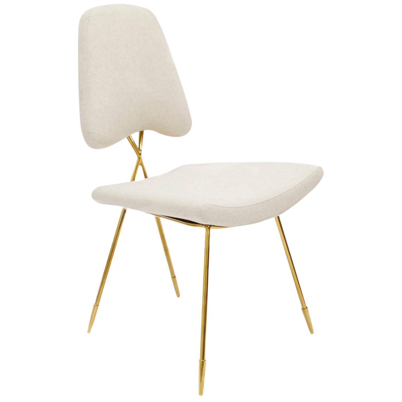 Maxime Linen and Brass Dining Chair