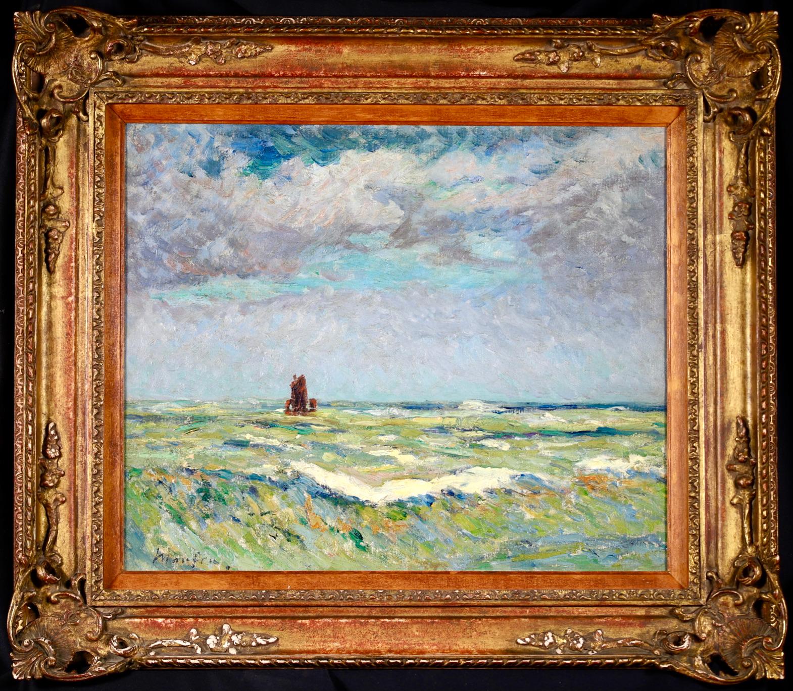 Grosse Mer - Etretat - Impressionist Seascape Landscape Oil by Maxime Maufra