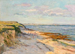la Plage de Kerhostin, Morbihan Scène de plage impressionniste française avec personnages