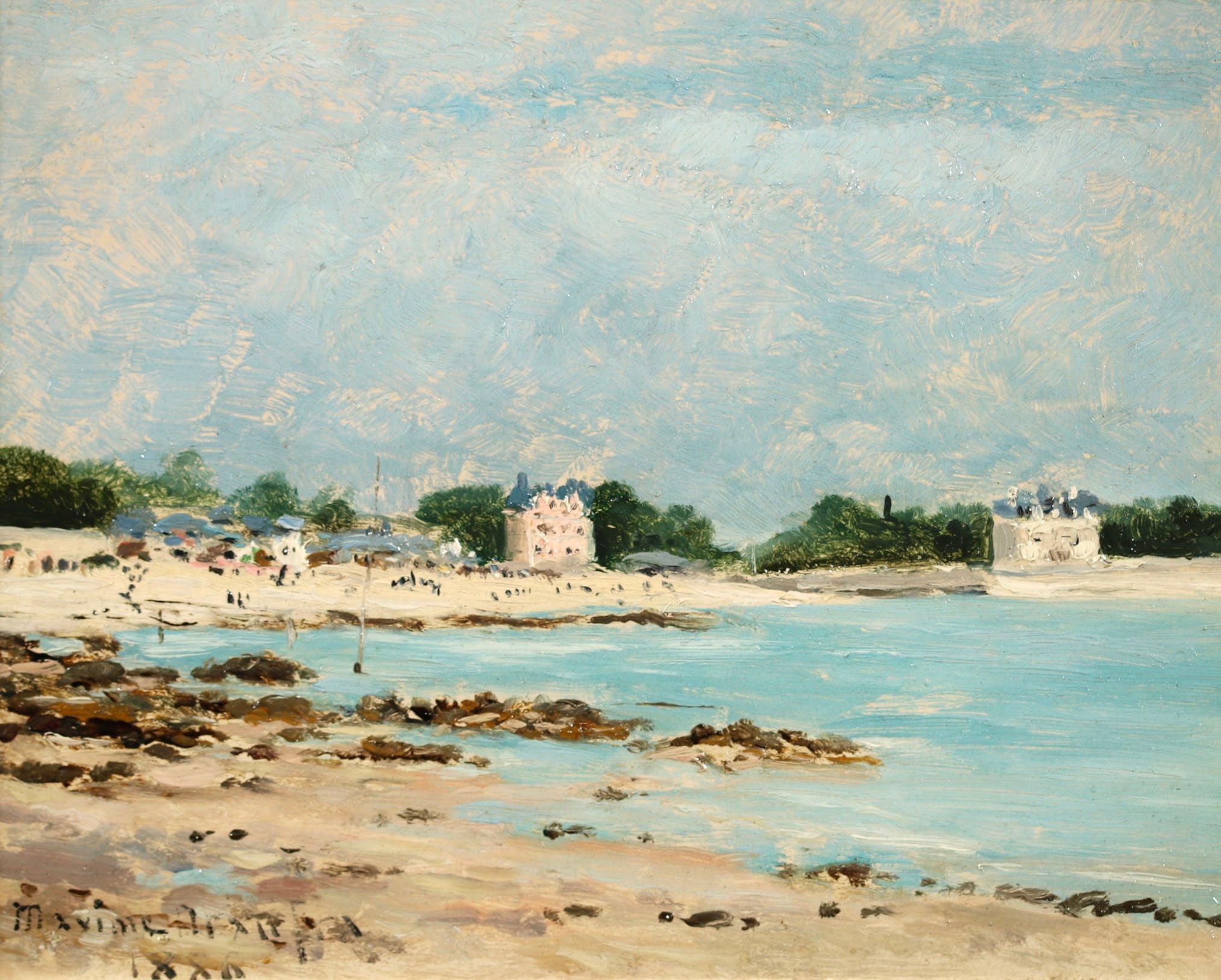Le plage de Morgat - Impressionist Seascape Landscape Oil by Maxime Maufra For Sale 1