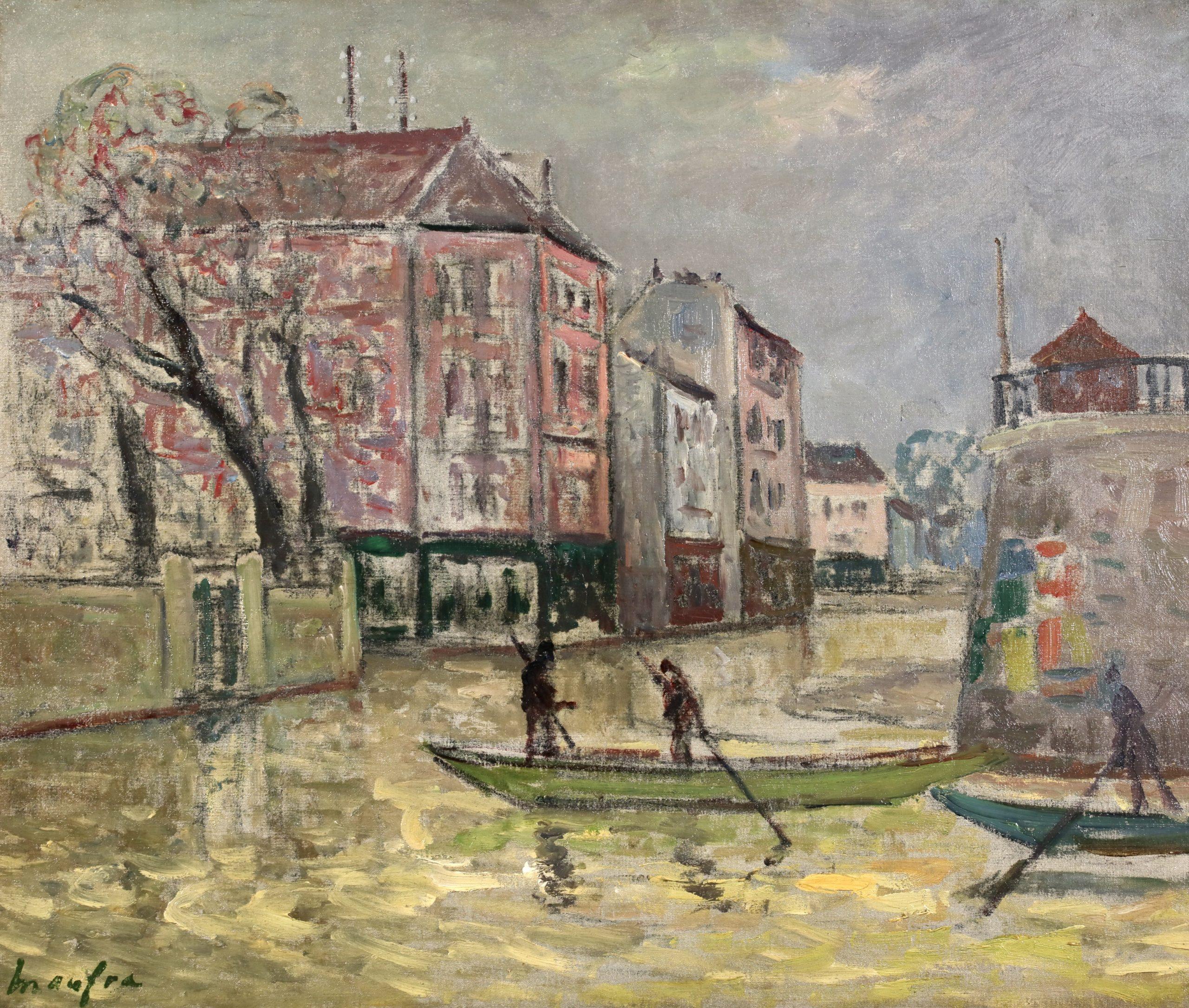Paris - Les Inondations - Impressionistische Landschaft, Ölgemälde von Maxime Maufra im Angebot 1