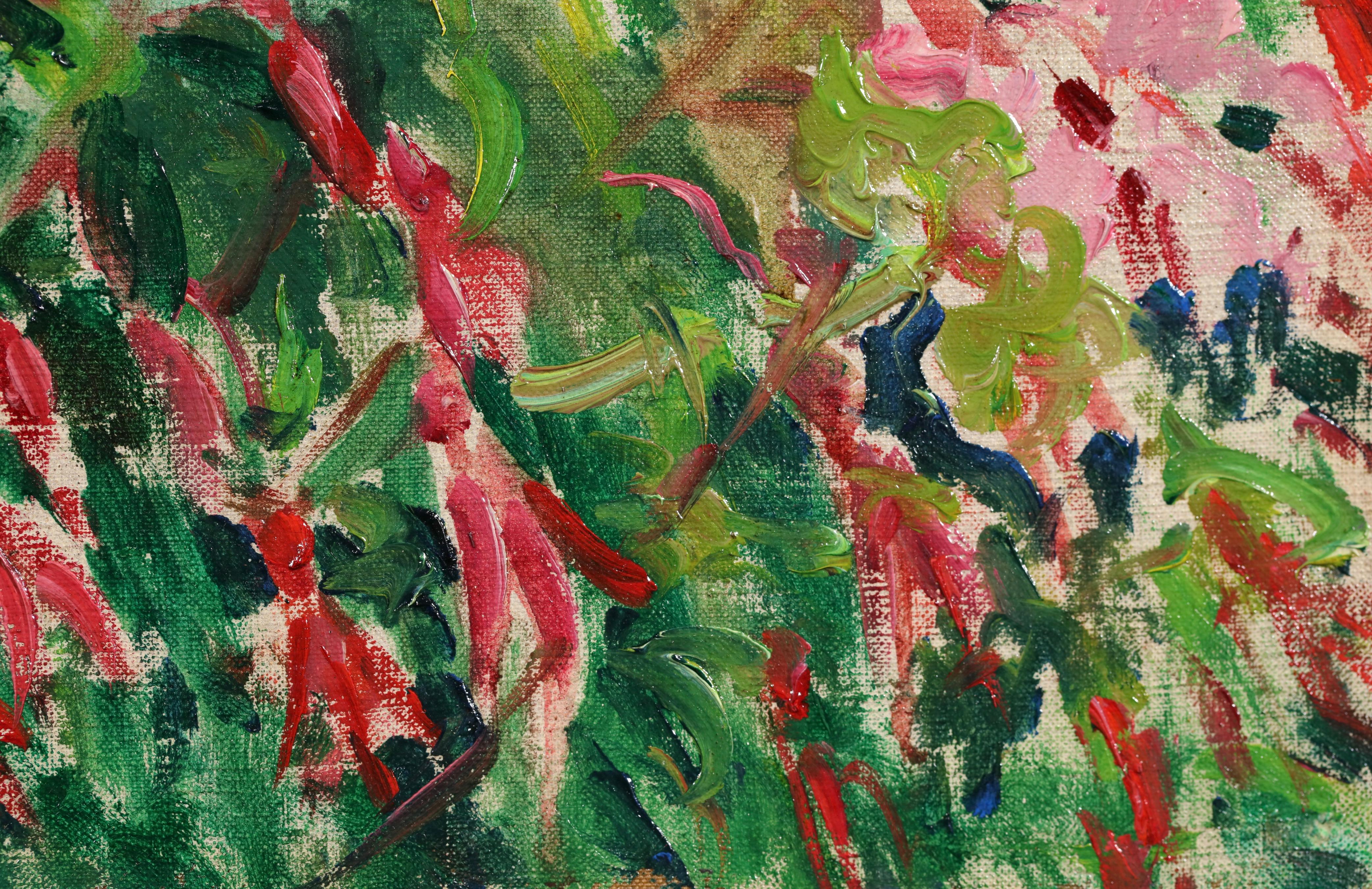 Roses et Fuschias - Impressionist Still Life Oil Painting by Maxime Maufra For Sale 3