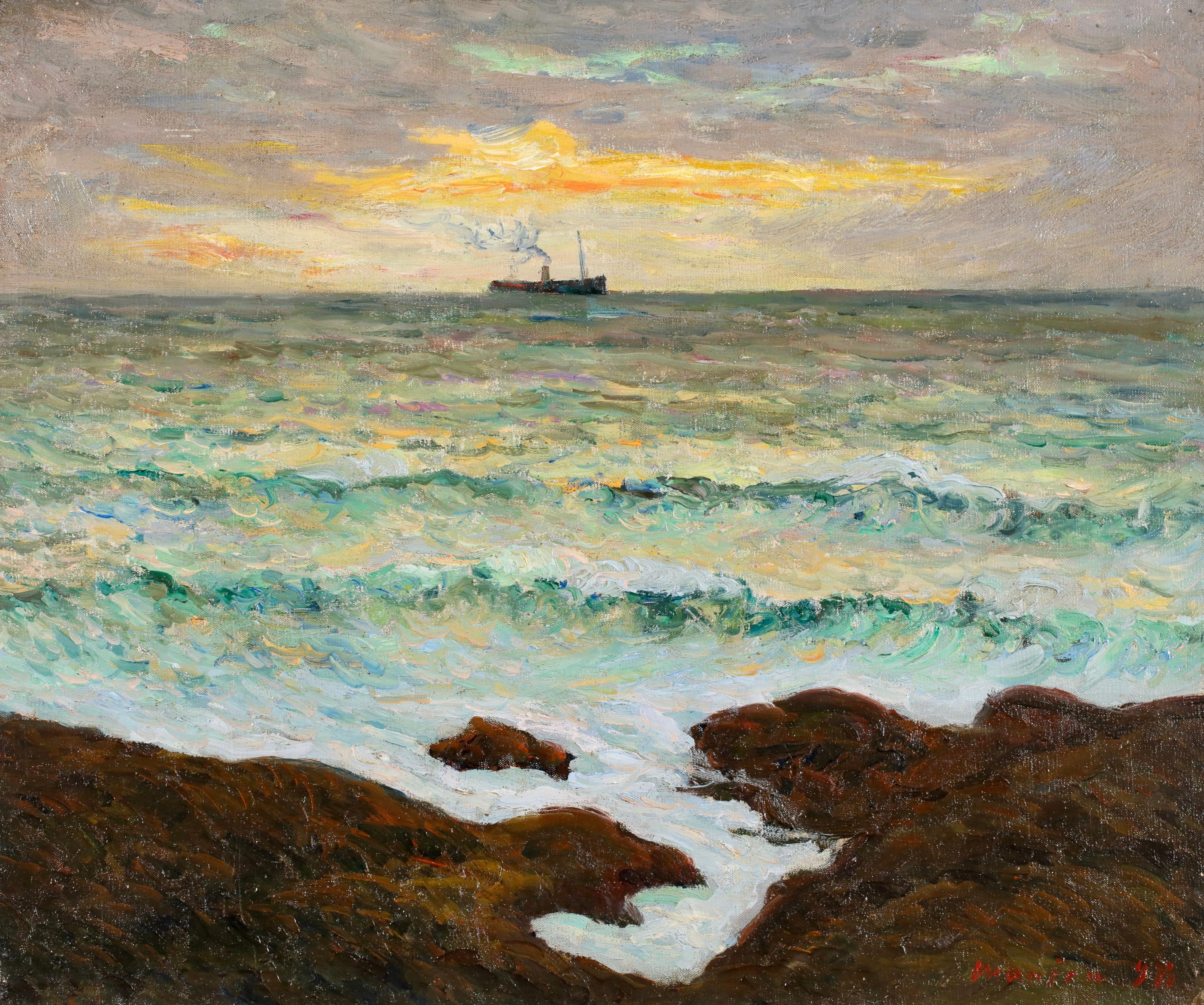 Soir D'Orage - Impressionistische Meereslandschaft Ölgemälde von Maxime Maufra im Angebot 1