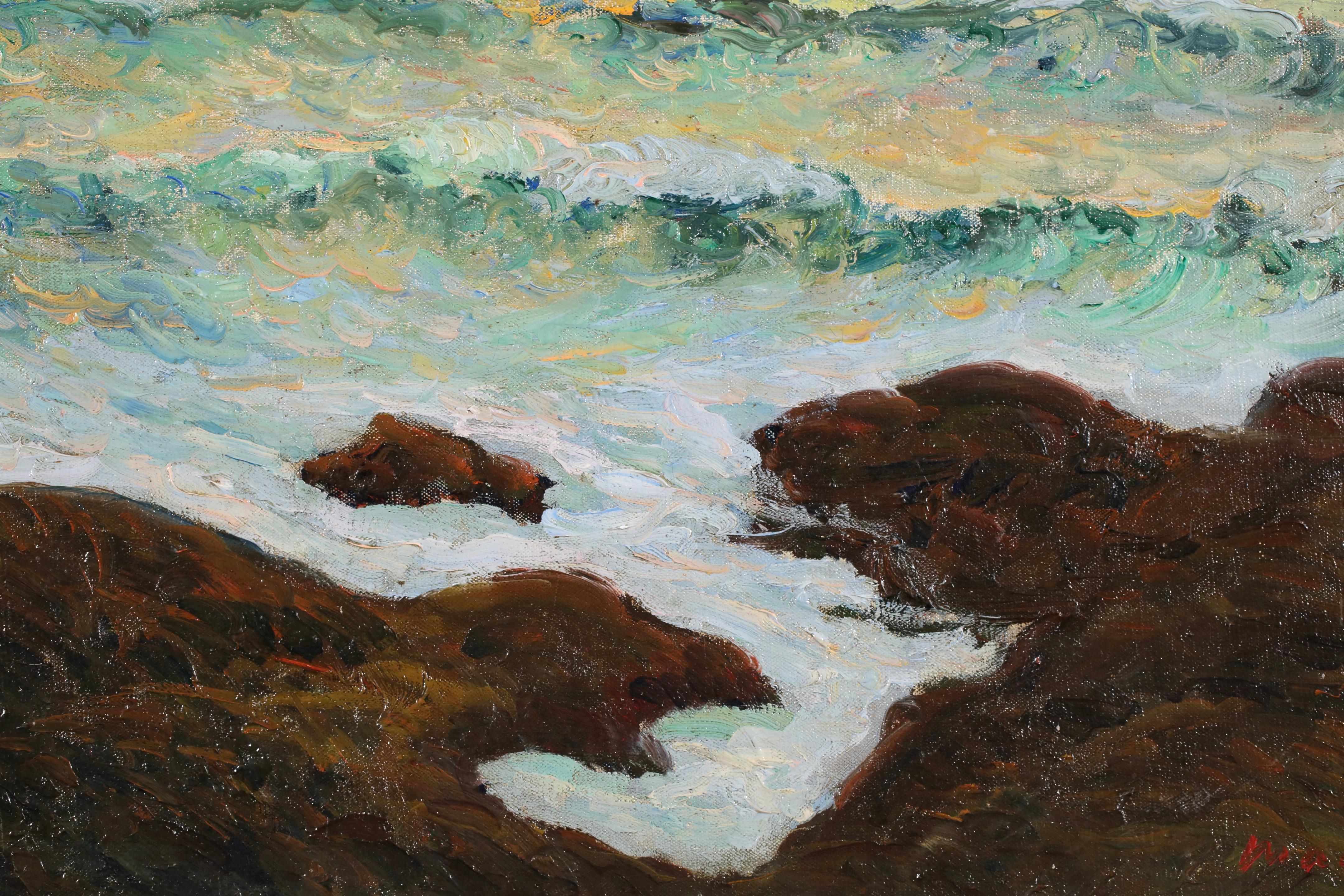 Soir D'Orage - Impressionistische Meereslandschaft Ölgemälde von Maxime Maufra im Angebot 3