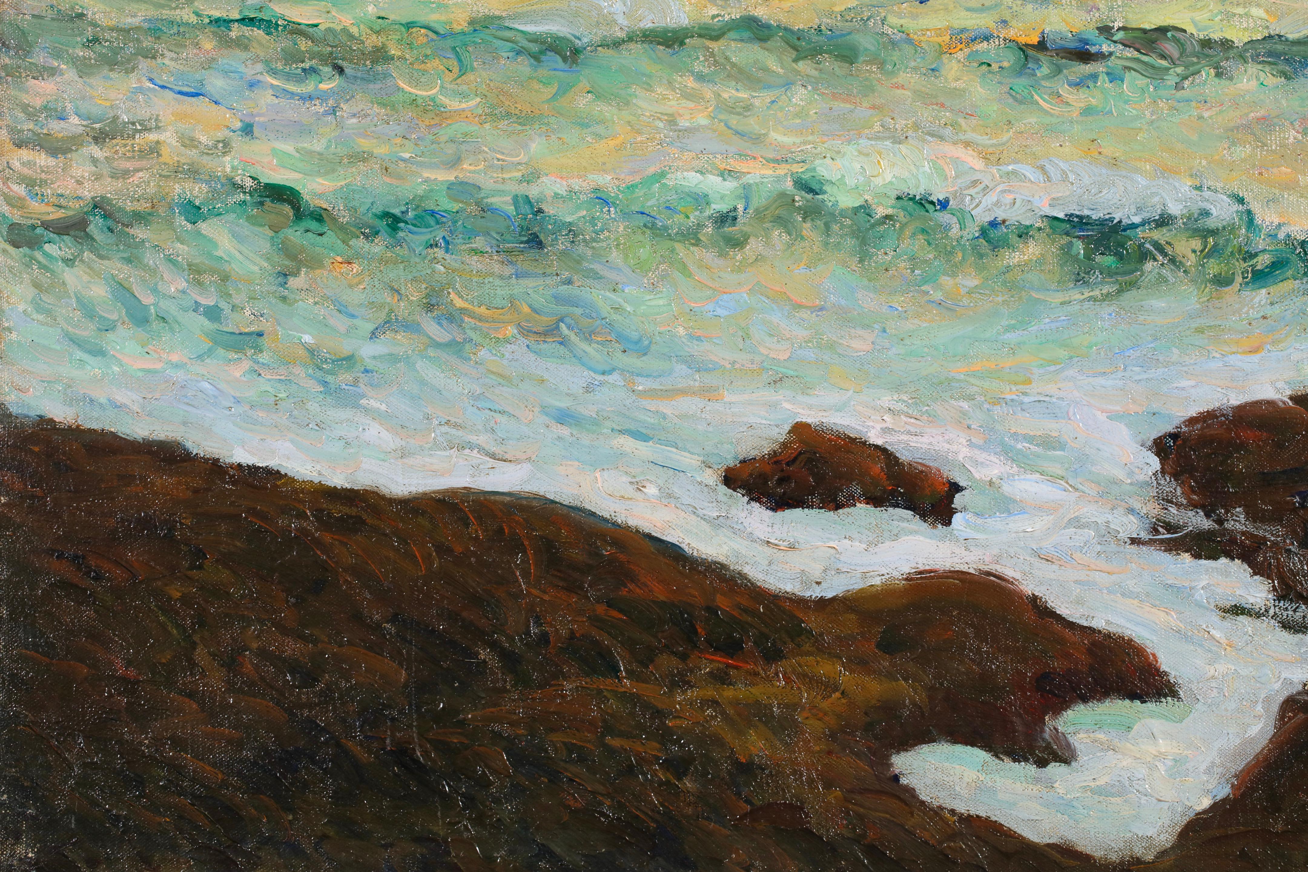 Soir D'Orage - Impressionistische Meereslandschaft Ölgemälde von Maxime Maufra im Angebot 4