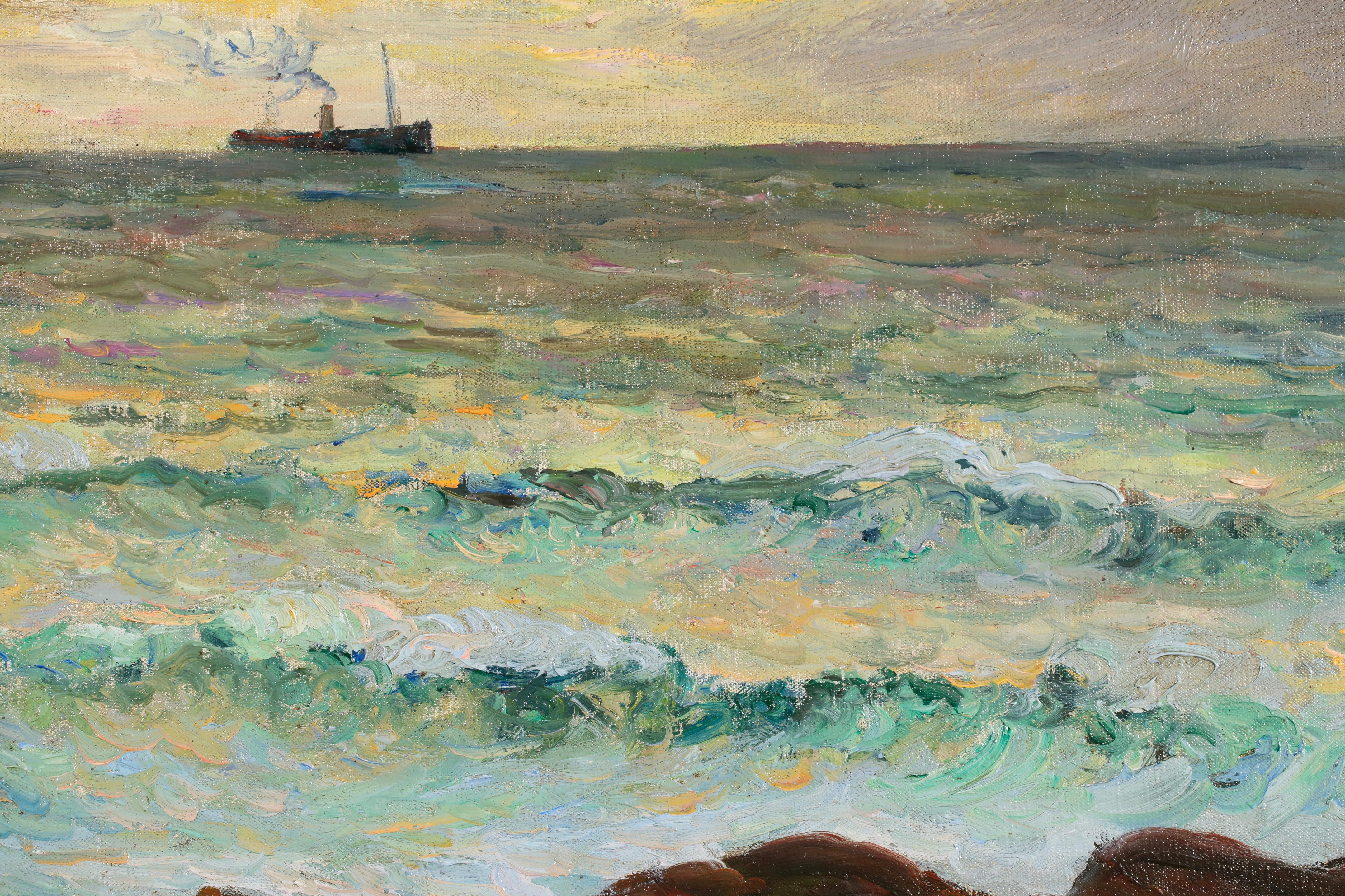 Soir D'Orage - Impressionistische Meereslandschaft Ölgemälde von Maxime Maufra im Angebot 6