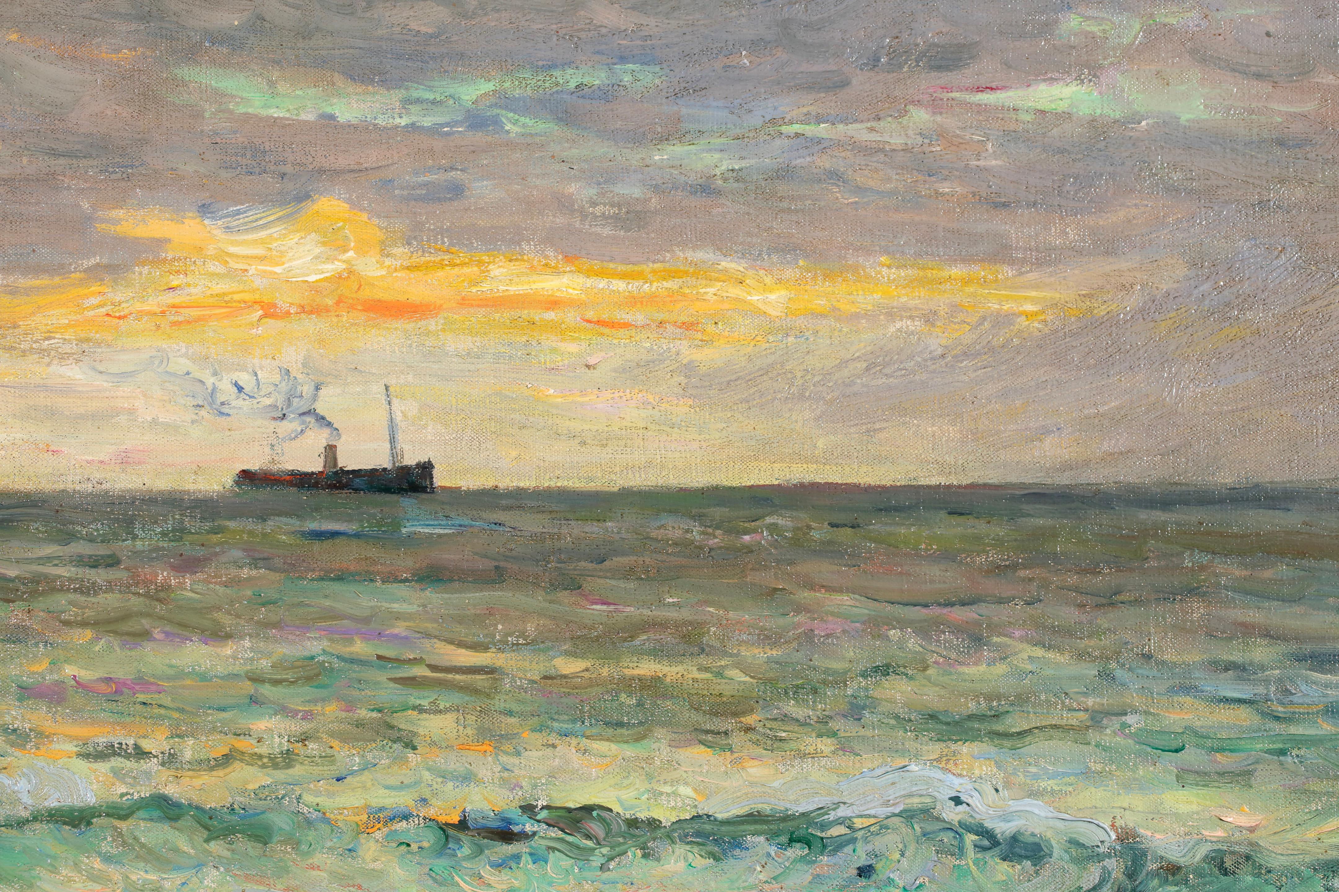 Soir D'Orage - Impressionistische Meereslandschaft Ölgemälde von Maxime Maufra im Angebot 7