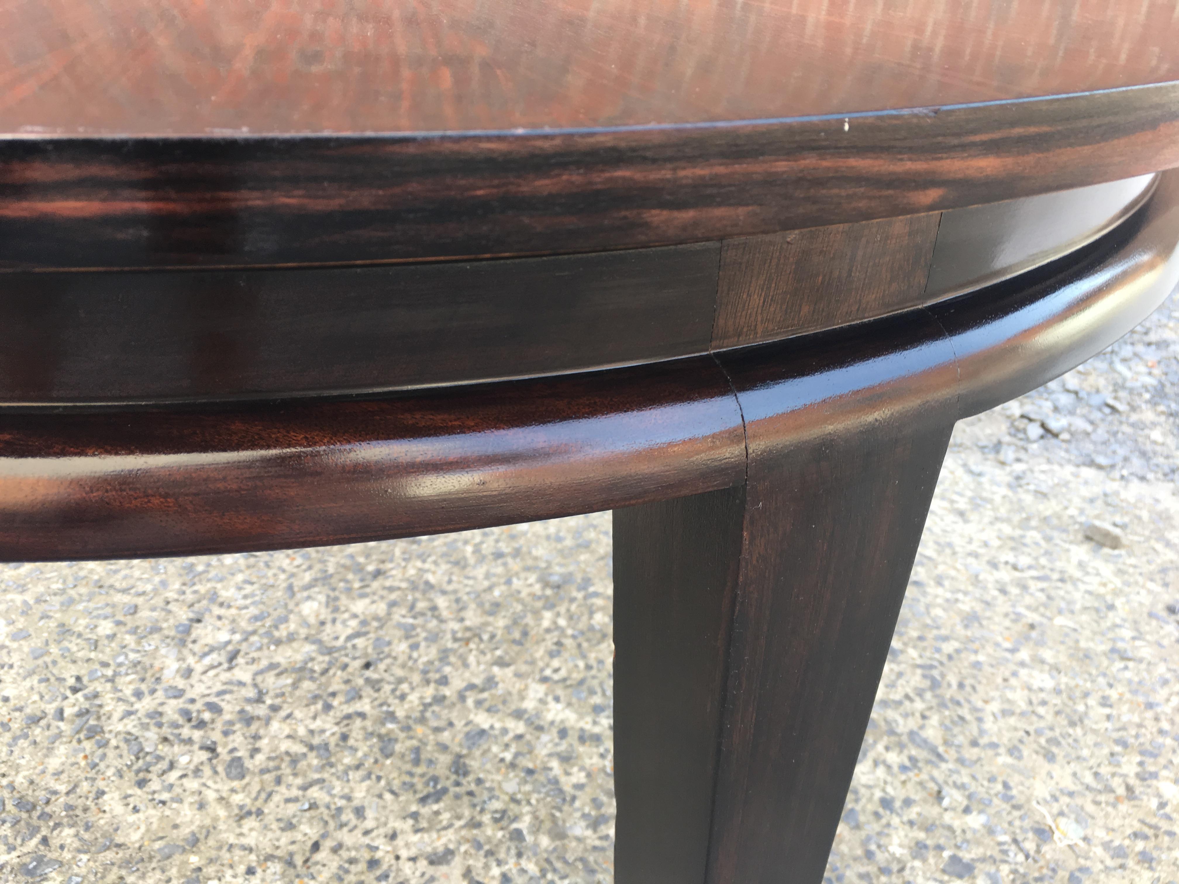 Mid-20th Century Maxime Old Attributed, Art Deco Table in Macassar Ebony Veneer, circa 1940 For Sale