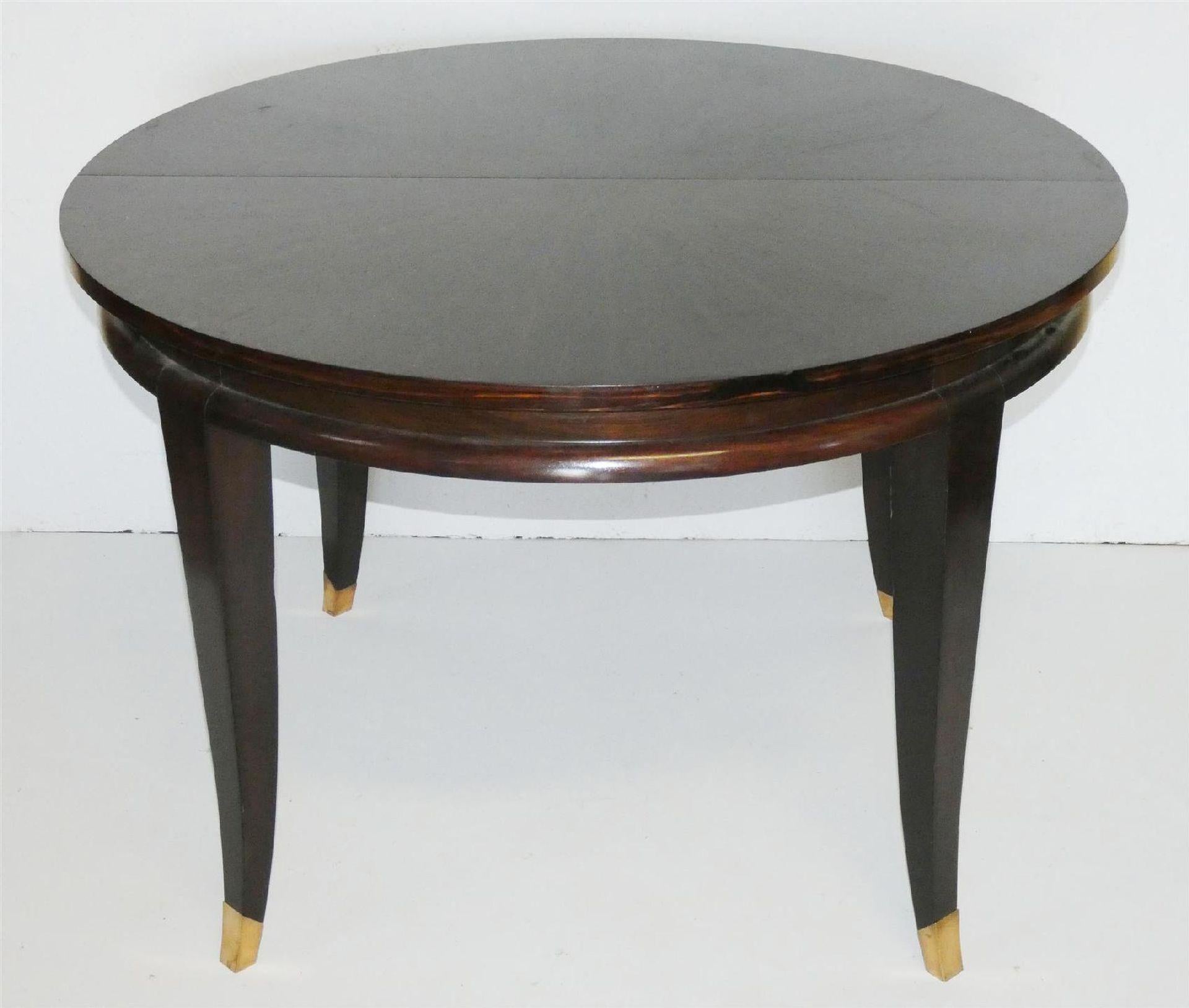 Brass Maxime Old Attributed, Art Deco Table in Macassar Ebony Veneer, circa 1940 For Sale