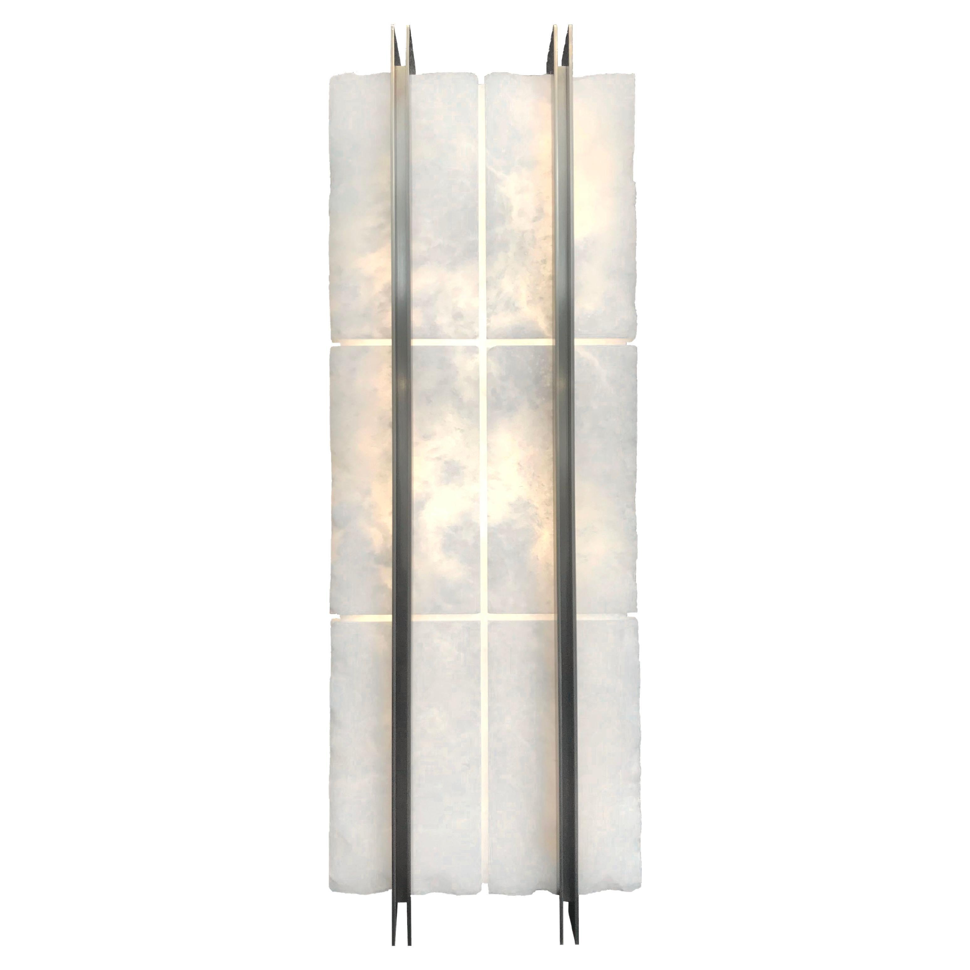 Maxime Old - block wall sconce in alabaster and brass For Sale