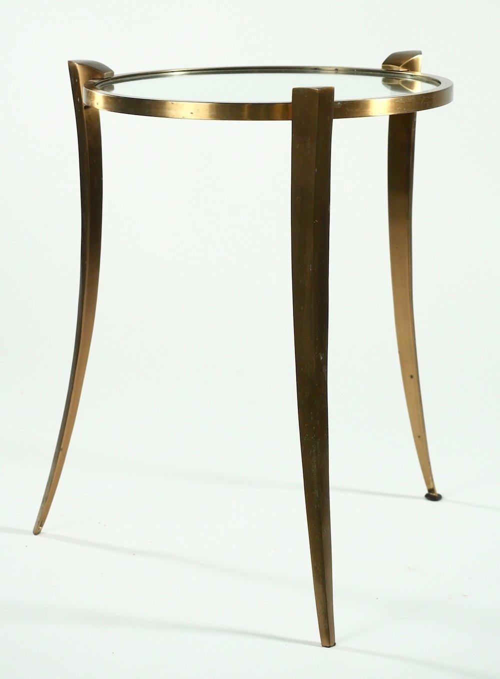 French Maxime Old Bronze and Glass Table