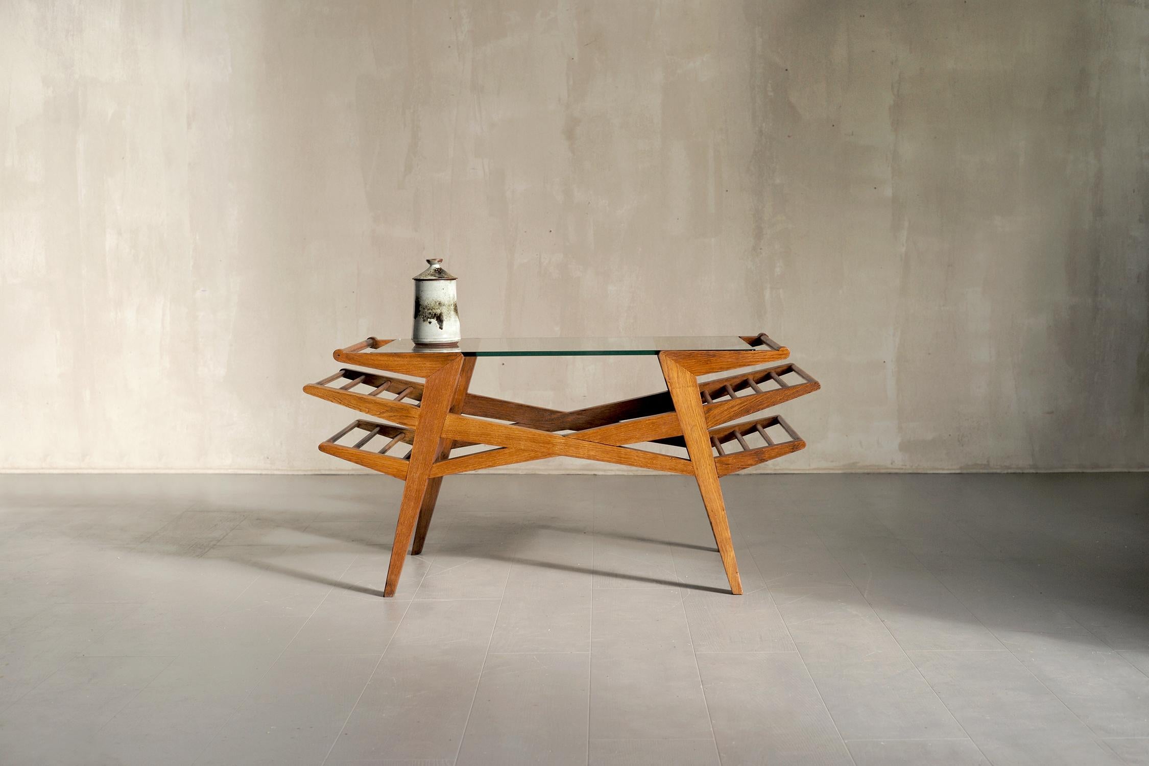 Mid-20th Century Maxime Old, Oak Coffee Table, France, 1950