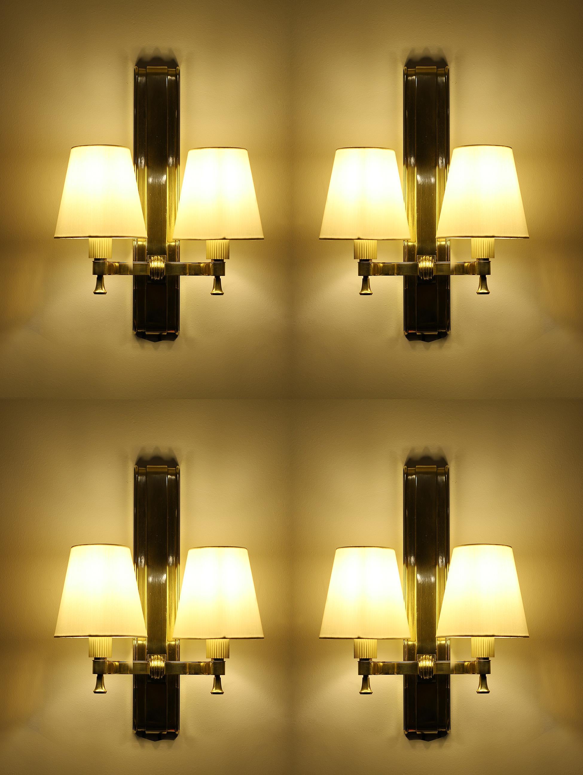 French Maxime Old, Two Pairs of Sconces, 1946 For Sale