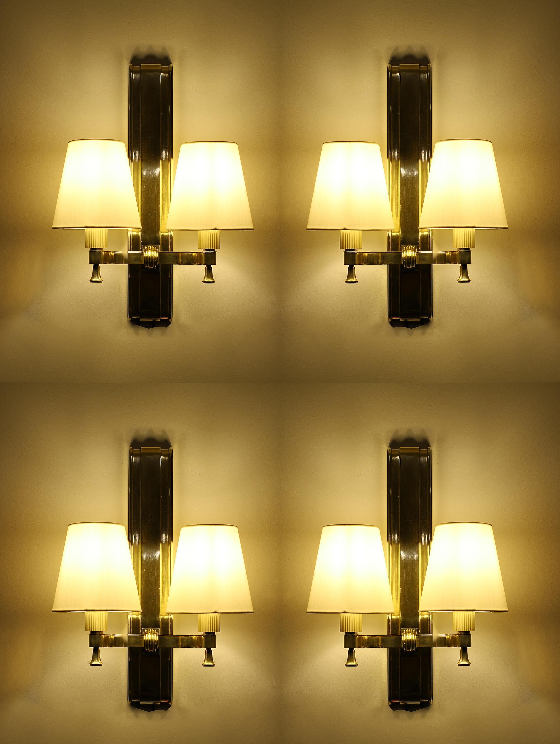French Maxime Old, Two Pairs of Sconces, 1946 For Sale