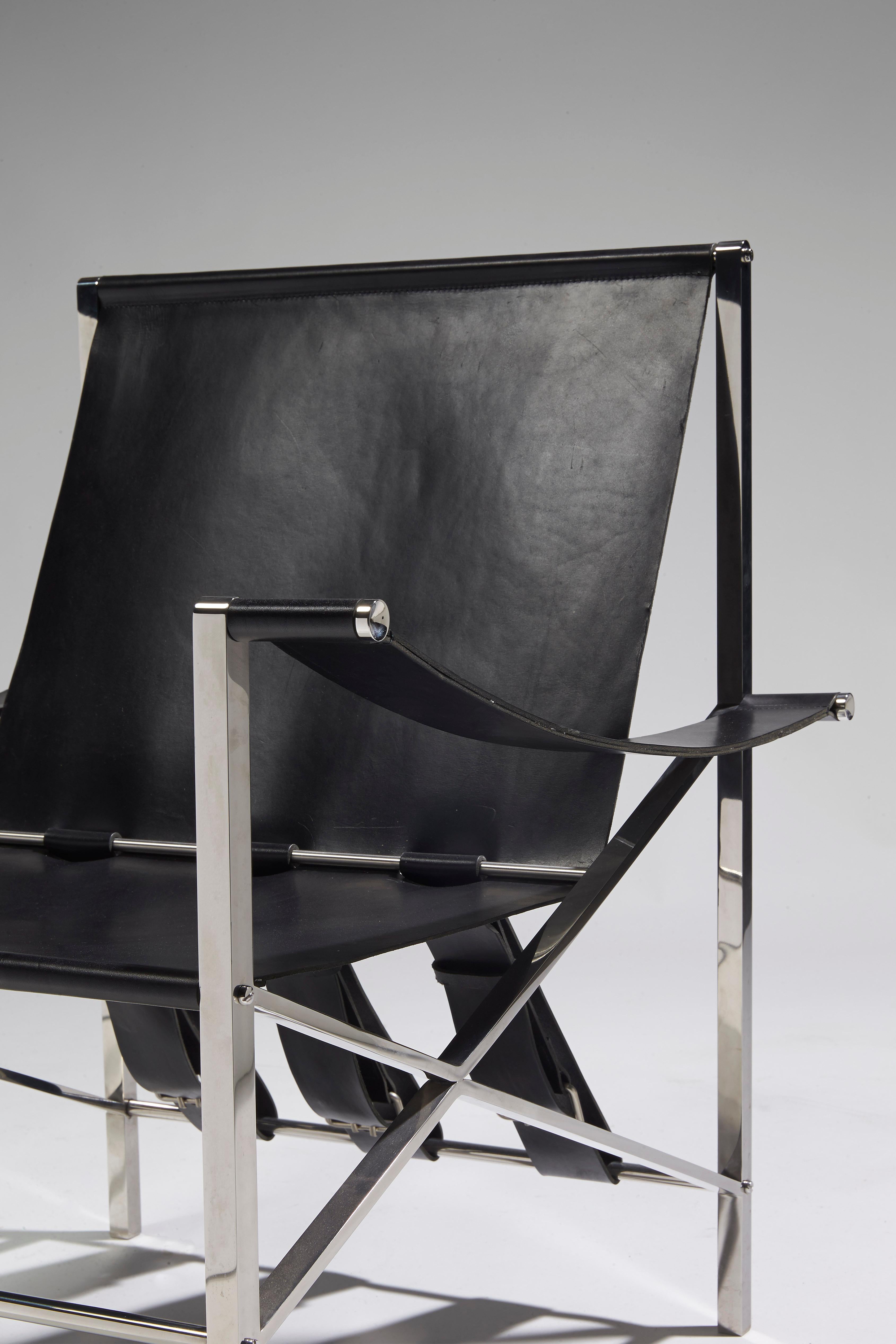 Modern Maxime Old VIP Deck Armchair in Leather and Stainless Steel