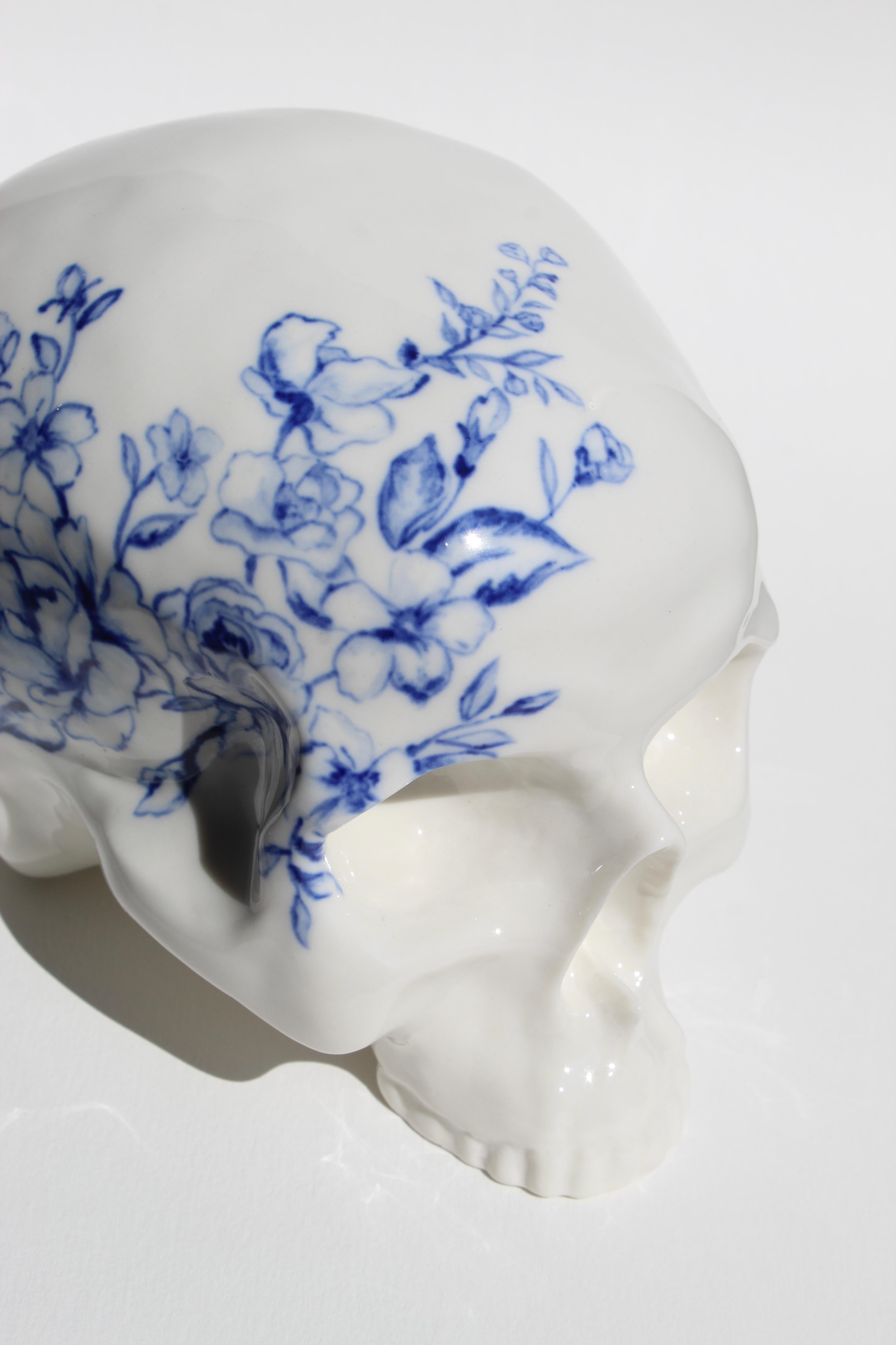 Sculpture Artwork Skull hand painted by French Artist Maxime Siau  For Sale 3