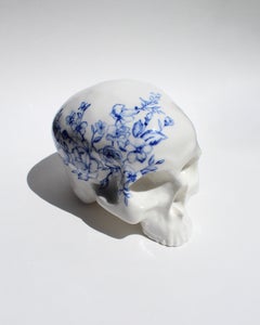 Sculpture Artwork Skull hand painted by French Artist Maxime Siau 