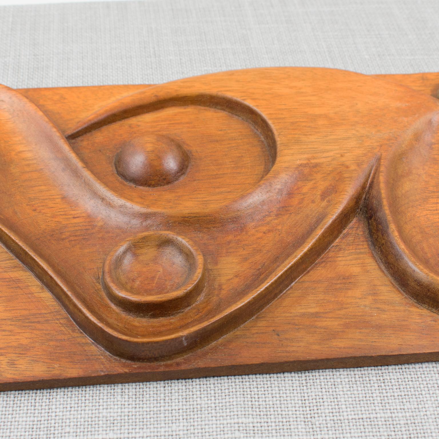 Pannello astratto a parete in legno intagliato, scultura di Maxime Tendero in vendita 14