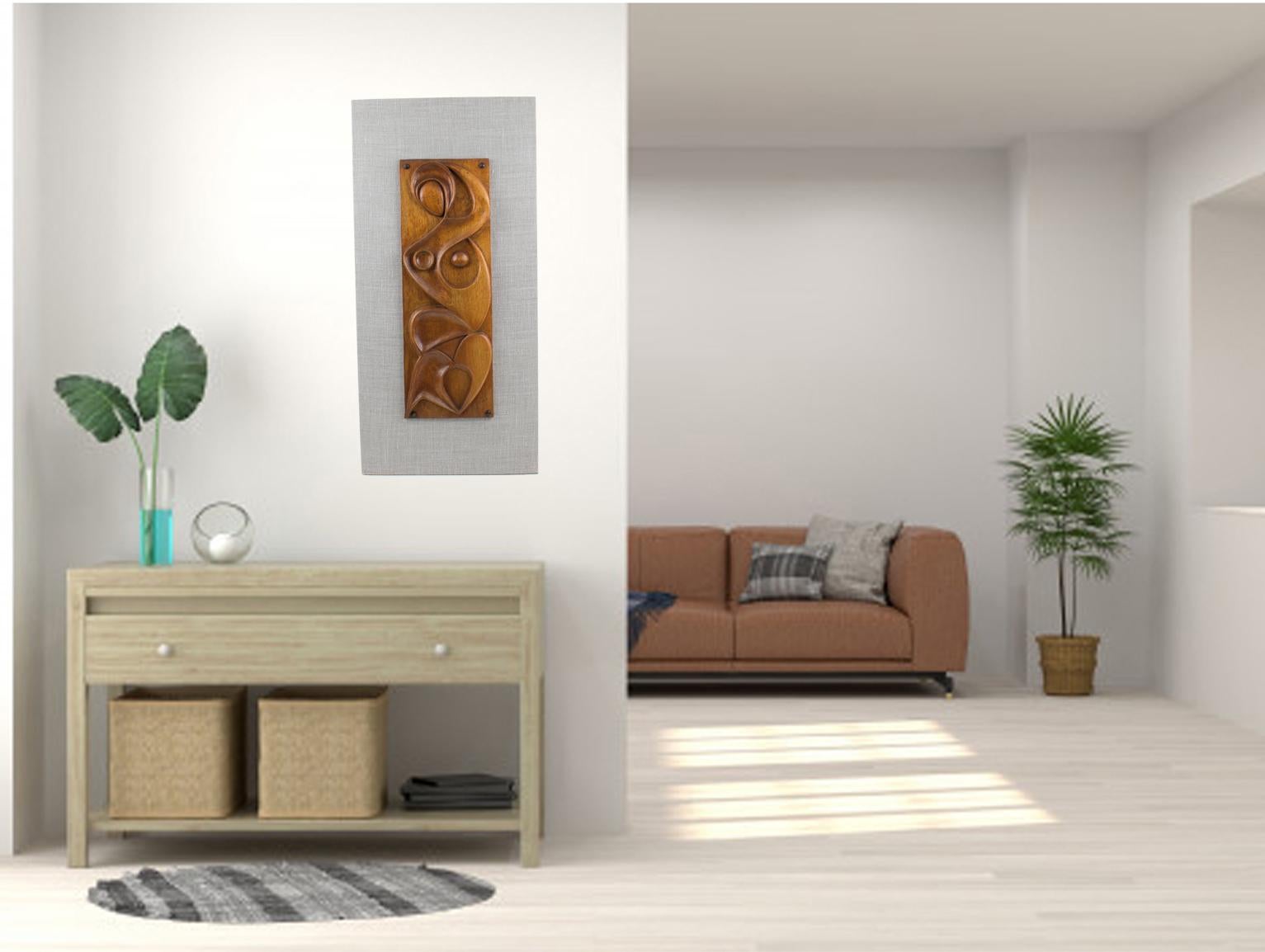 Maxime Tendero Wall-Mounted Abstract Carved Wood Art Panel Sculpture, circa 1973 For Sale 12