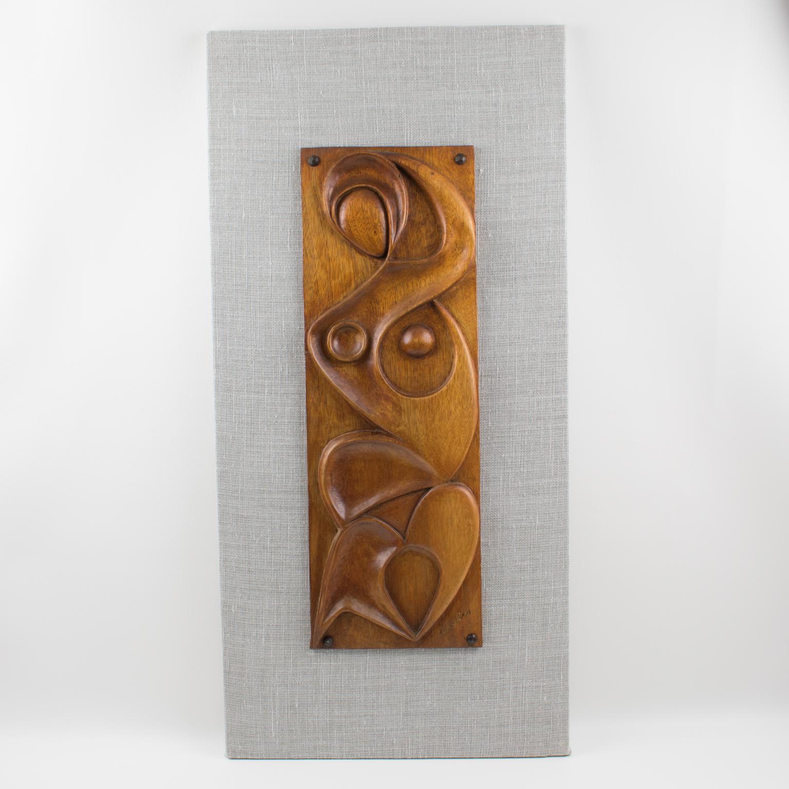 Transform your space with this exquisite, handcrafted abstract wood art panel—a true testament to modernist design. Created by renowned French artist Maxime Tendero (1927-1998) in 1973, this sculptural masterpiece captures movement and elegance with