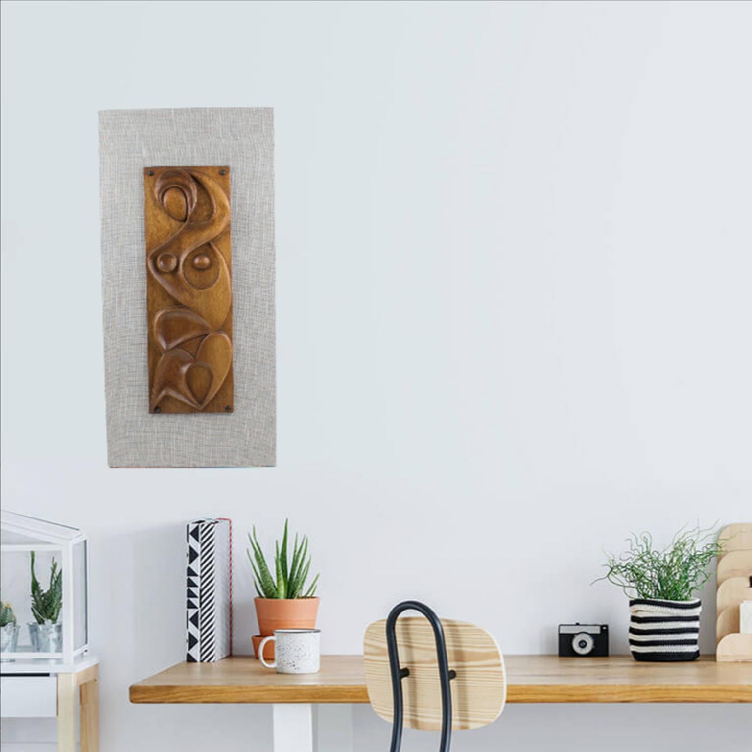 Maxime Tendero Wall-Mounted Abstract Carved Wood Art Panel Sculpture, circa 1973 For Sale 13