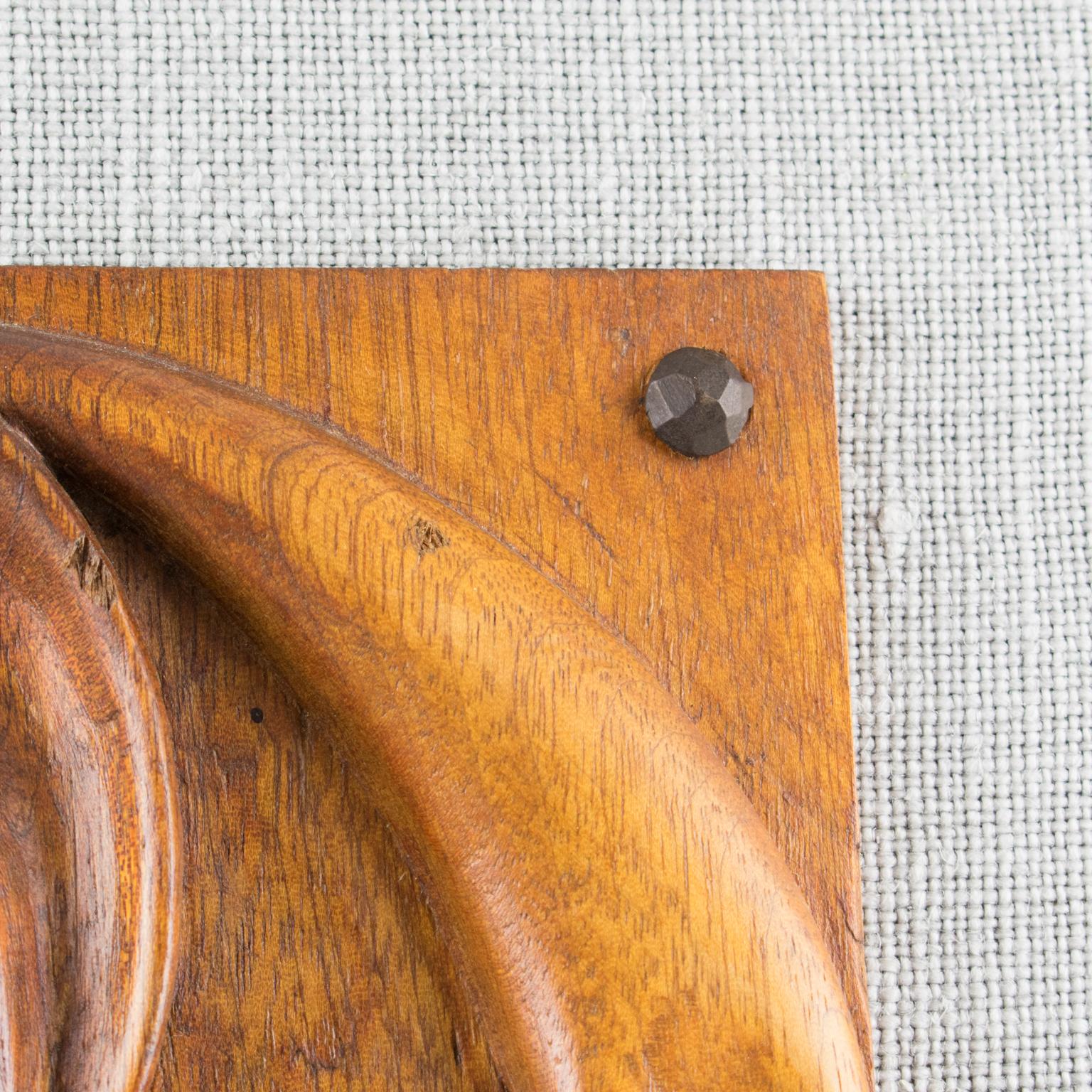 Jute Maxime Tendero Wall-Mounted Abstract Carved Wood Art Panel Sculpture, circa 1973 For Sale