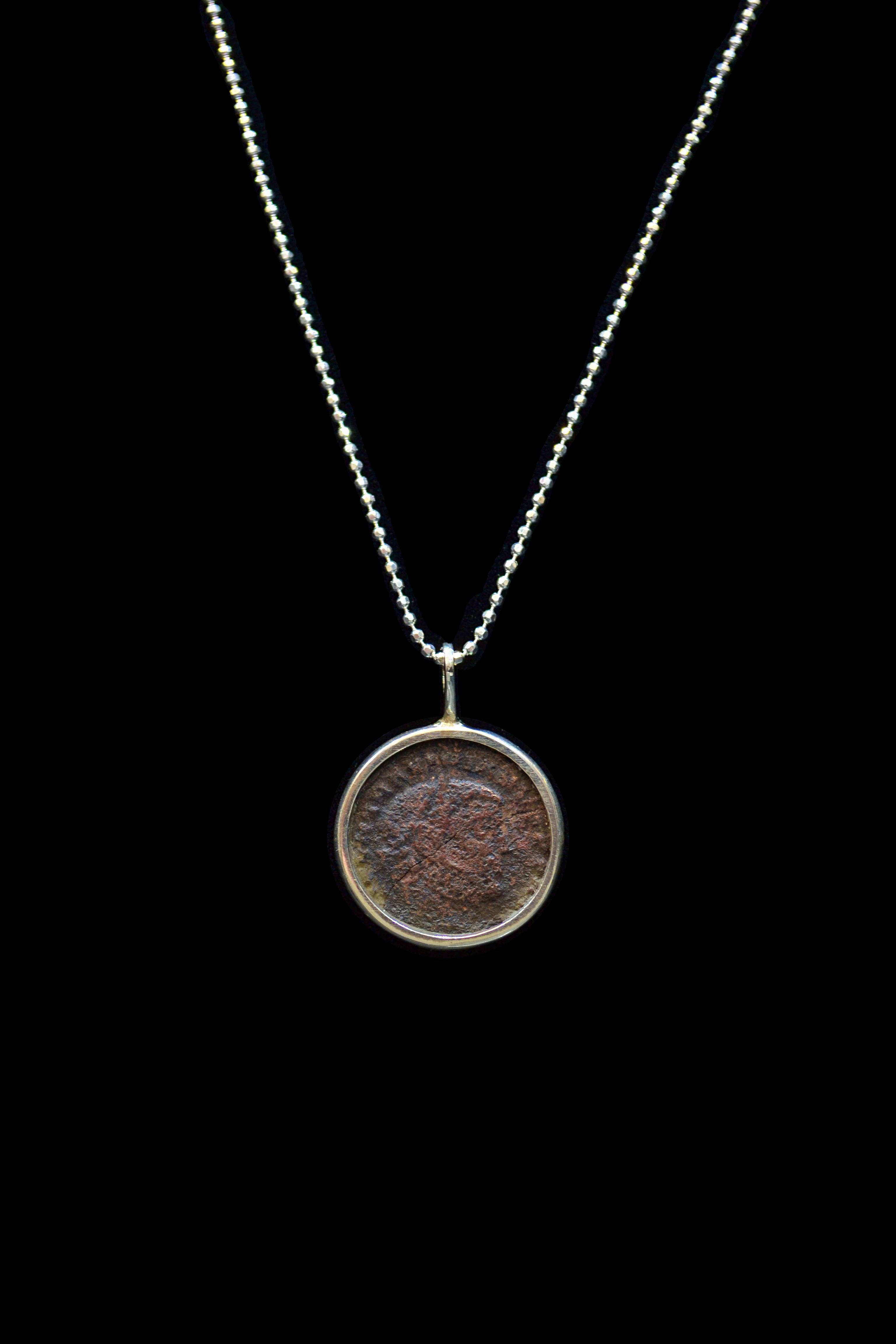 Contemporary Maximianus Roman Coin Silver Necklace